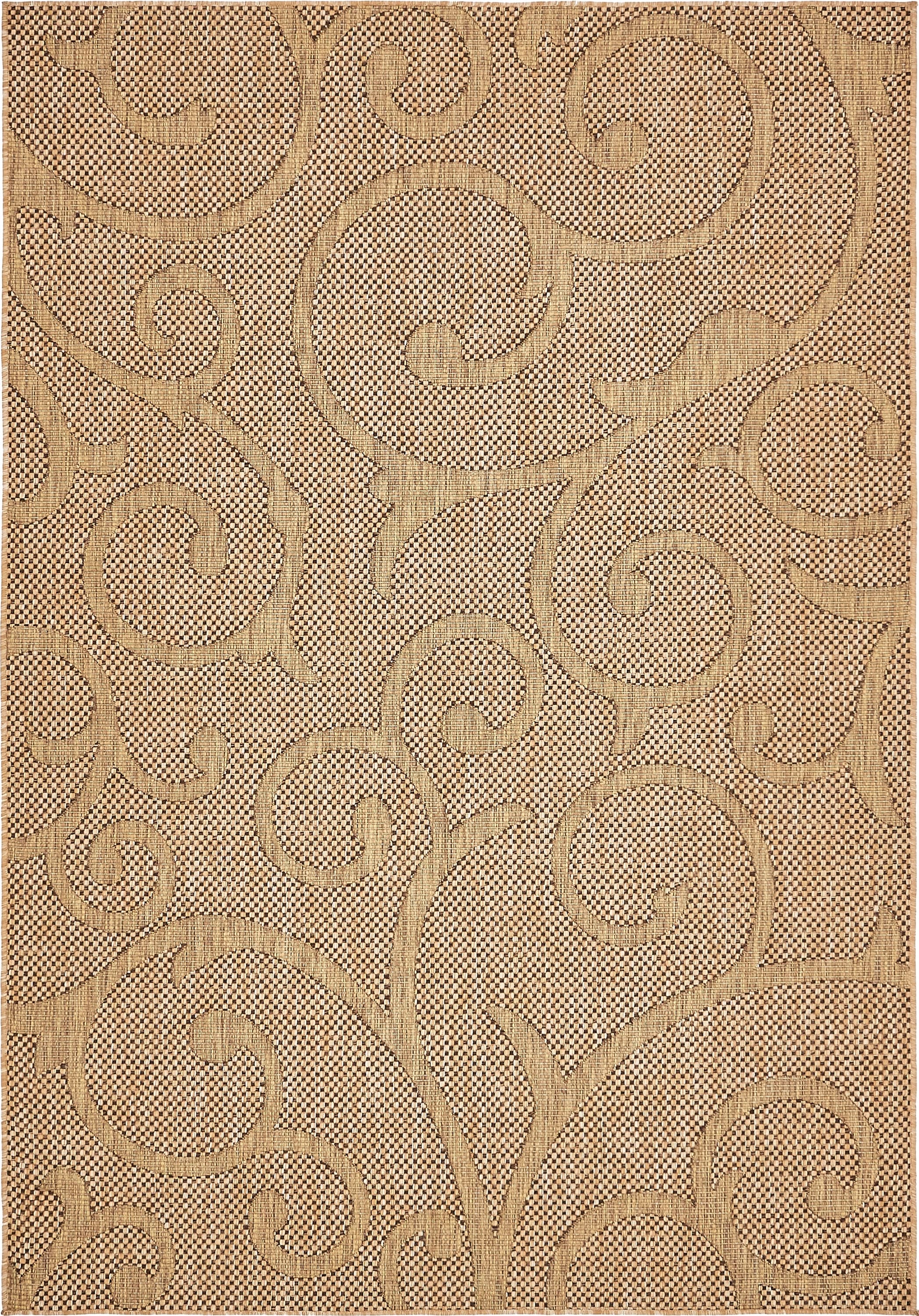 Unique Loom 3135658 Vine Outdoor 6 x 9 (ft) Loomed Polypropylene Light Brown/Brown Rectangular Indoor/Outdoor Damask Bohemian/Eclectic Area rug