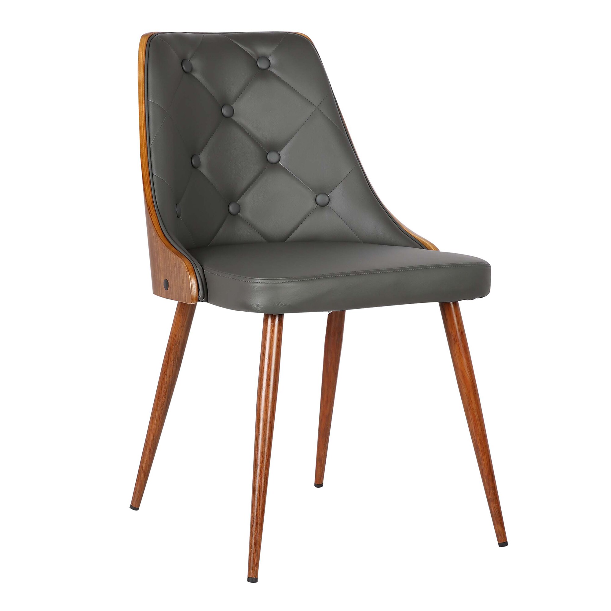 Armen Living LCLLSIWAGRAY Lily Contemporary/Modern Faux Leather Upholstered Side Chair (Wood Frame)