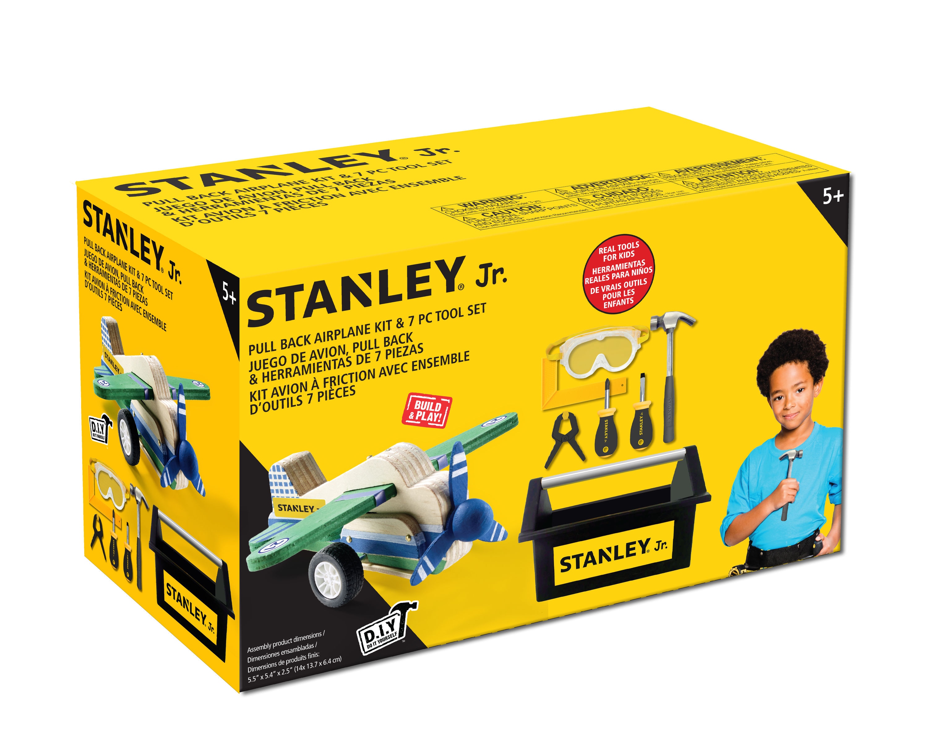 Stanley Jr. Pull Back Airplane with 7 Piece Toolset - Complete Kit for Kids,  Beginner Skill Level, Fully Functional Wheels - Perfect Learning Gift in  the Kids Project Kits department at