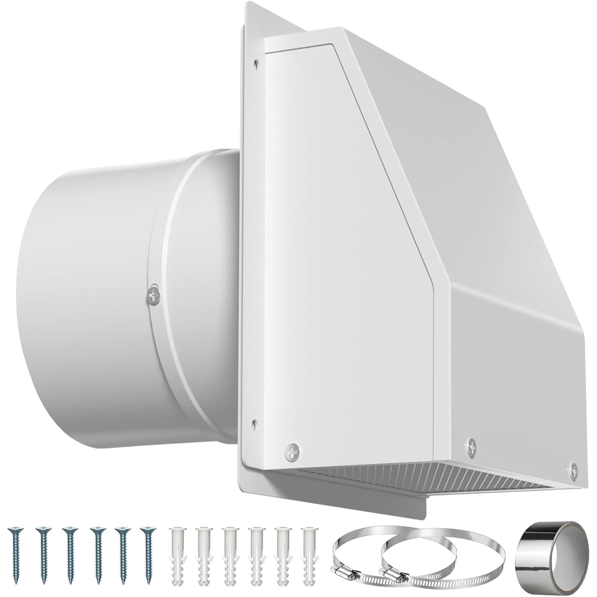 Angel Sar 4 Inch Stainless Steel Dryer Vent Cover Hooded Wall Vent with Screen and Damper for Outdoor Air Duct Exhaust