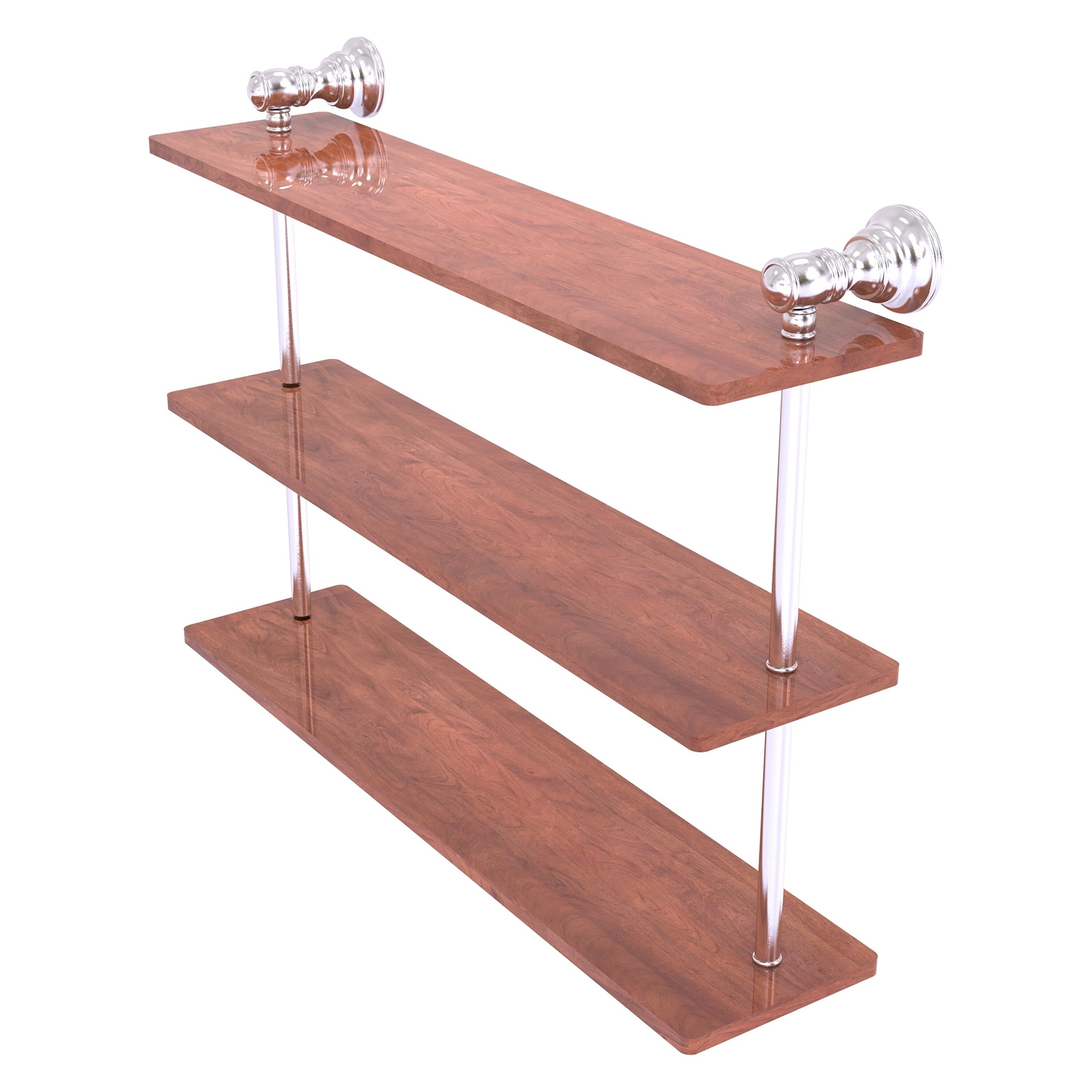 Allied Brass CL-5-22-IRW-SCH Carolina Satin Chrome 3 -Tier Wall mount Corner Bathroom Shelf ( 22-in x 16-in x 5-in )
