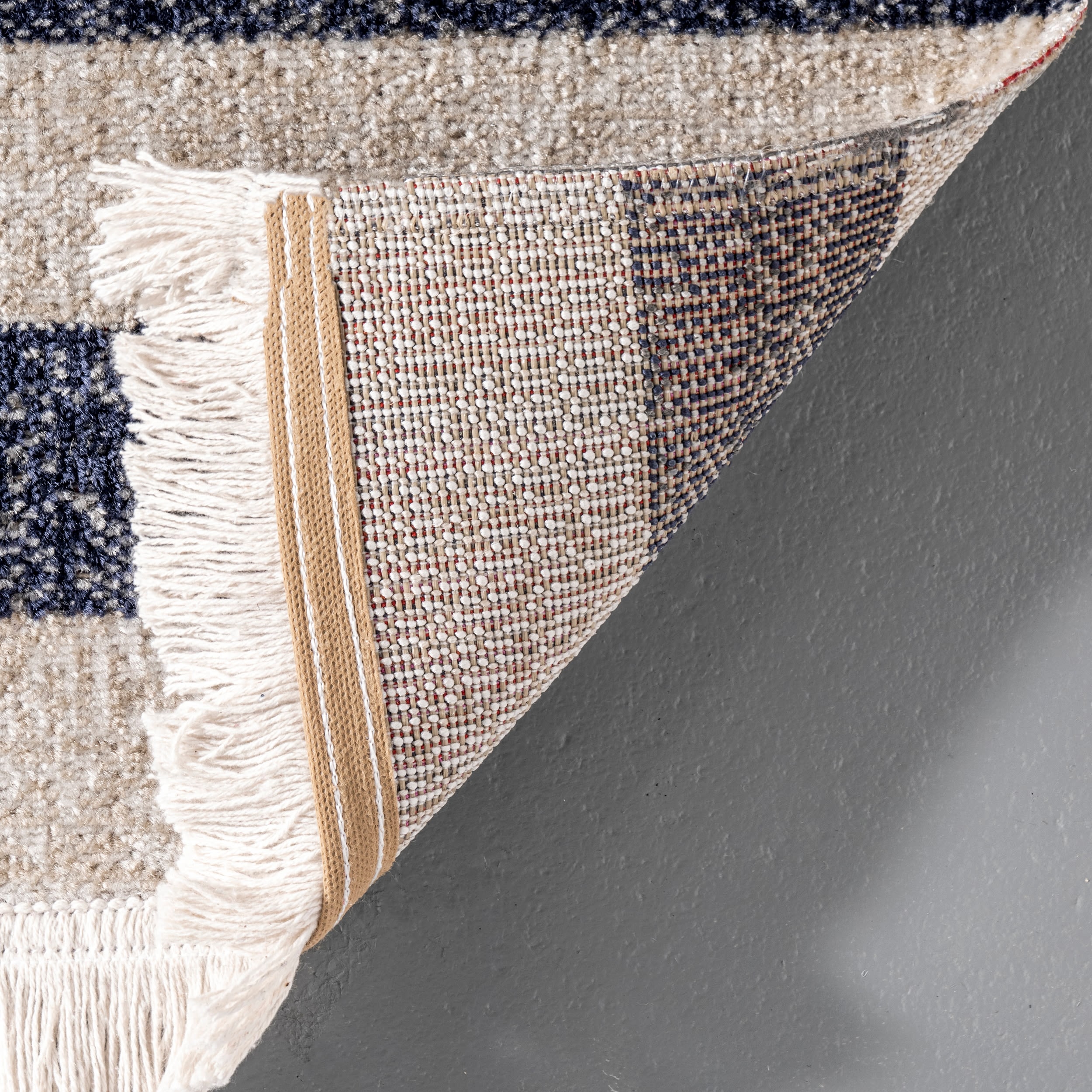 Blue Reversible Synthetic Rectangular Indoor/Outdoor Rug