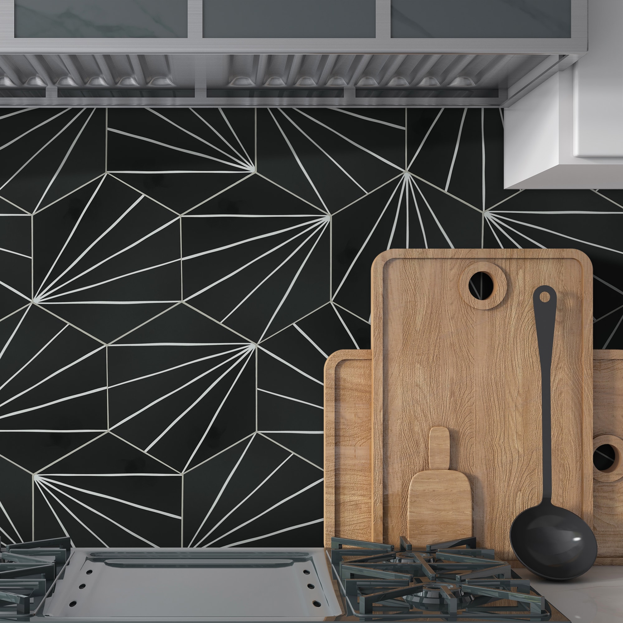 SUNWINGS HEXL-BLK-45PCS Ceramic-Tile - View #2