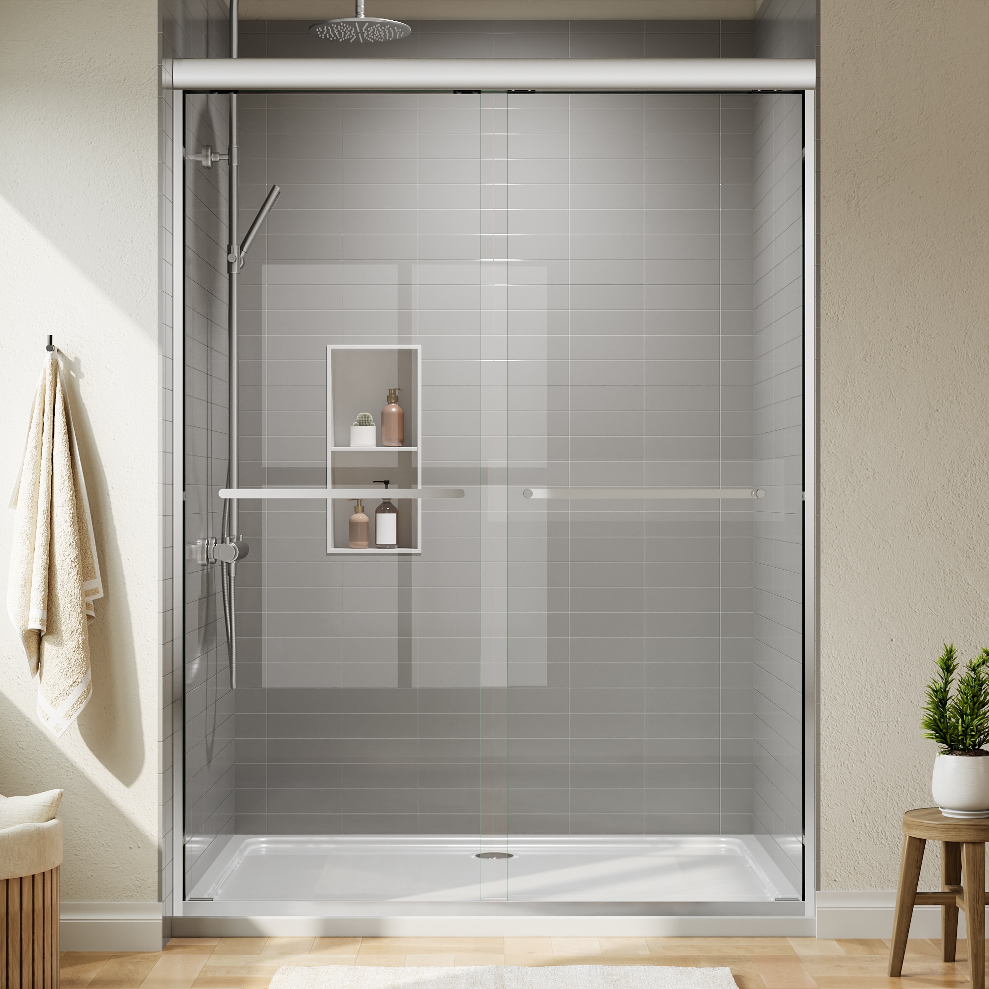 Elite Gourmet 50 in. to  54 in. W x 72 in. H Sliding Framed Shower Door in Chrome with 6mm SGCC Tempered Glass Reversible Top Rail
