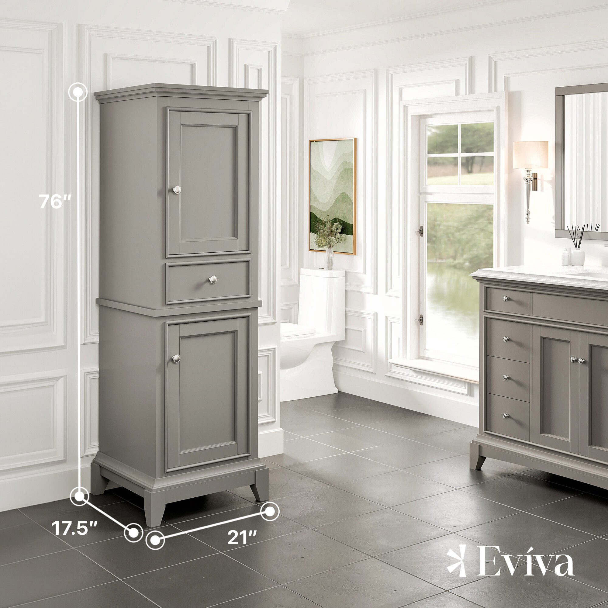 Eviva EVCB709-24GR Linen-Cabinets - View #2