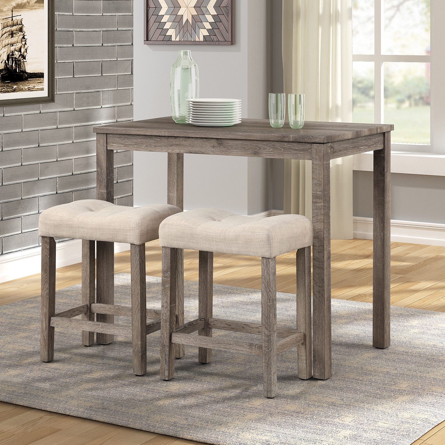 Mondawe MO-FB93826 Beige Contemporary/Modern Dining Room Set with Rectangular Table ( Seats 2 )
