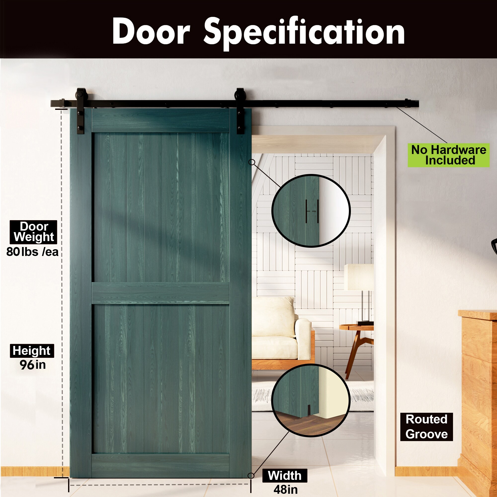 HOMACER 4896-H-RP Barn-Doors - View #3
