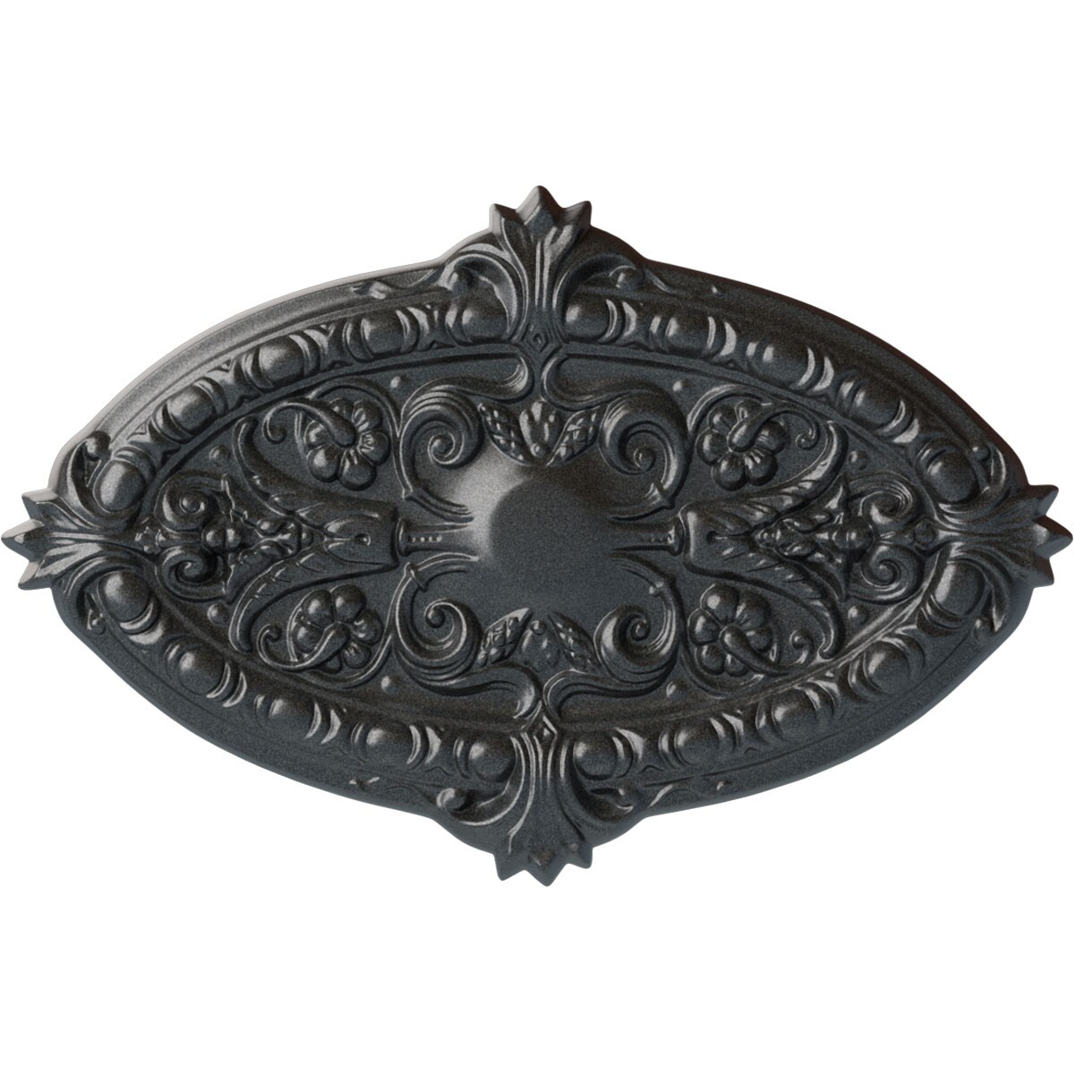 Ekena Millwork CM26MRPES Marcella 17.25-in W x 26.75-in L Painted Pewter Polyurethane Whole Ceiling Medallion
