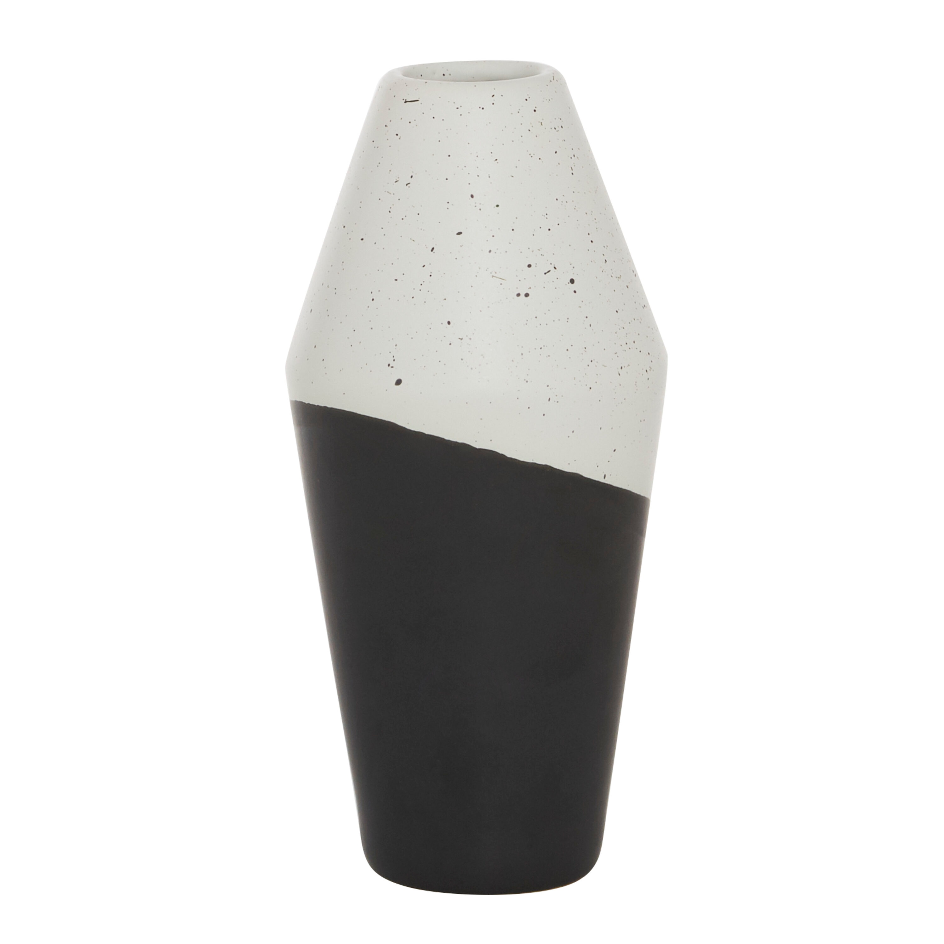 Medium Black and White Ceramic Color Block Bud Vase