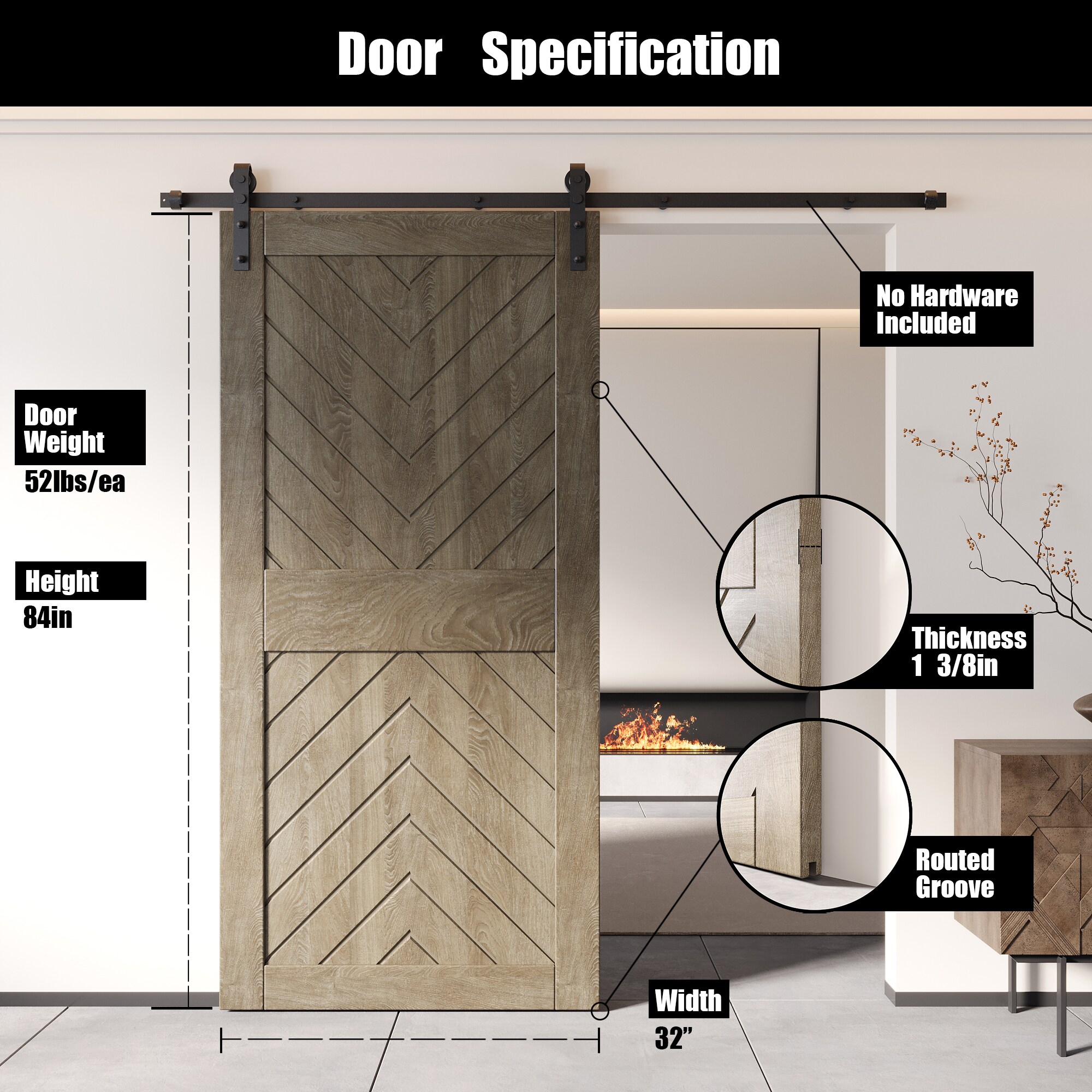 HOMACER JT4-3284-GR Barn-Doors - View #2