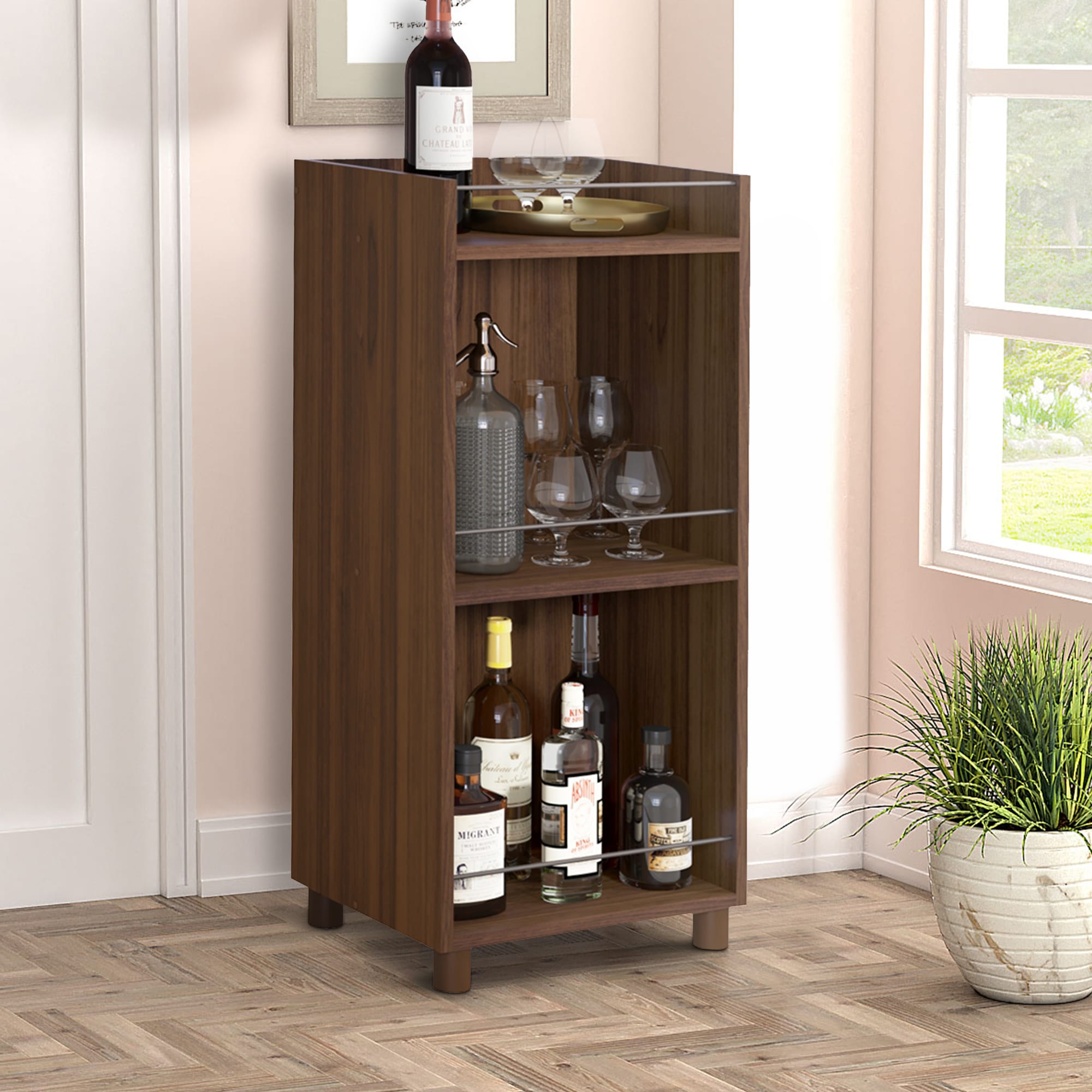 Benzara 15.35-in W x 34-in H Particleboard Brown Freestanding Utility ...