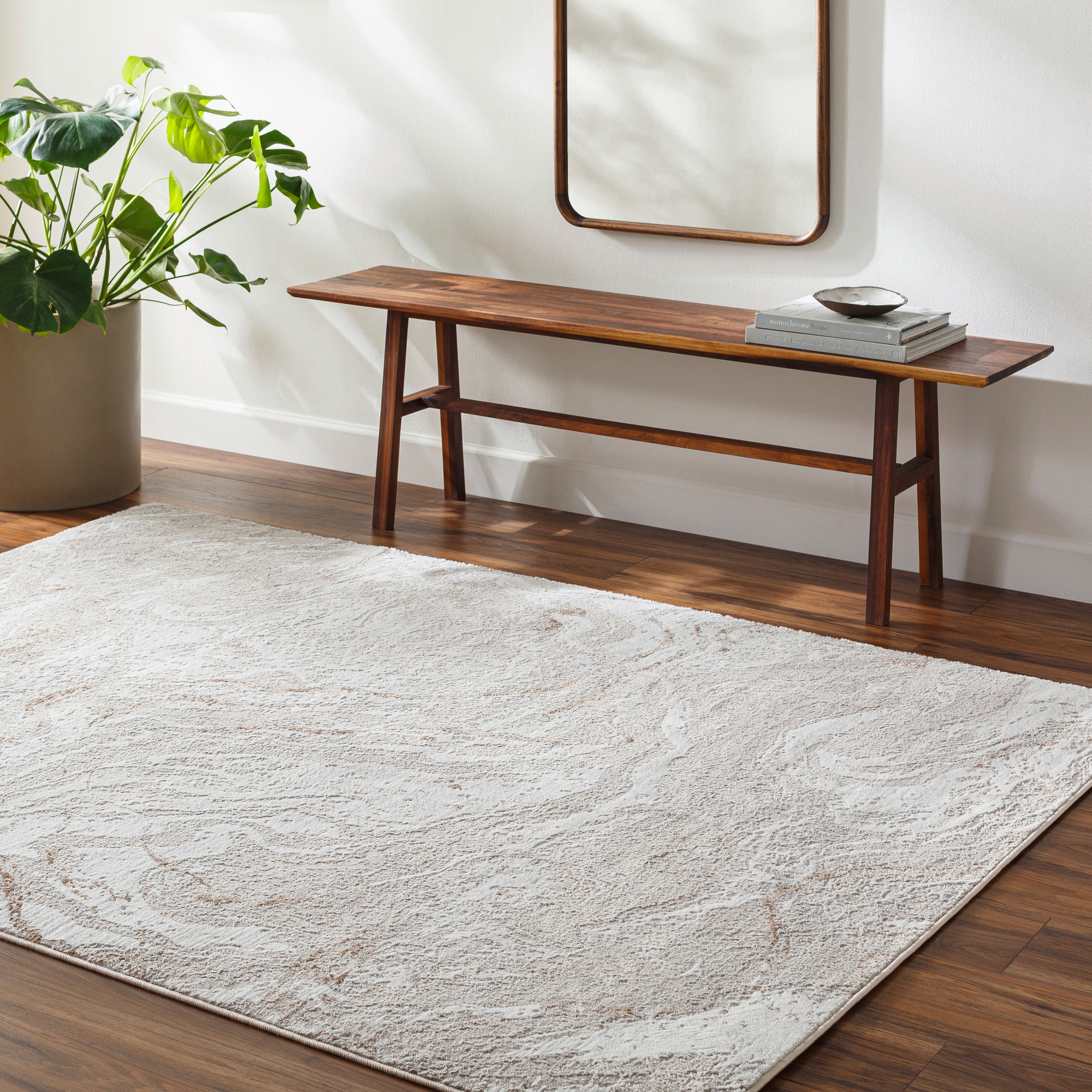 Livabliss ALG2339-537 Allegro 5 x 8 (ft) Loomed Polyester Light Gray Rectangular Indoor Abstract Area rug