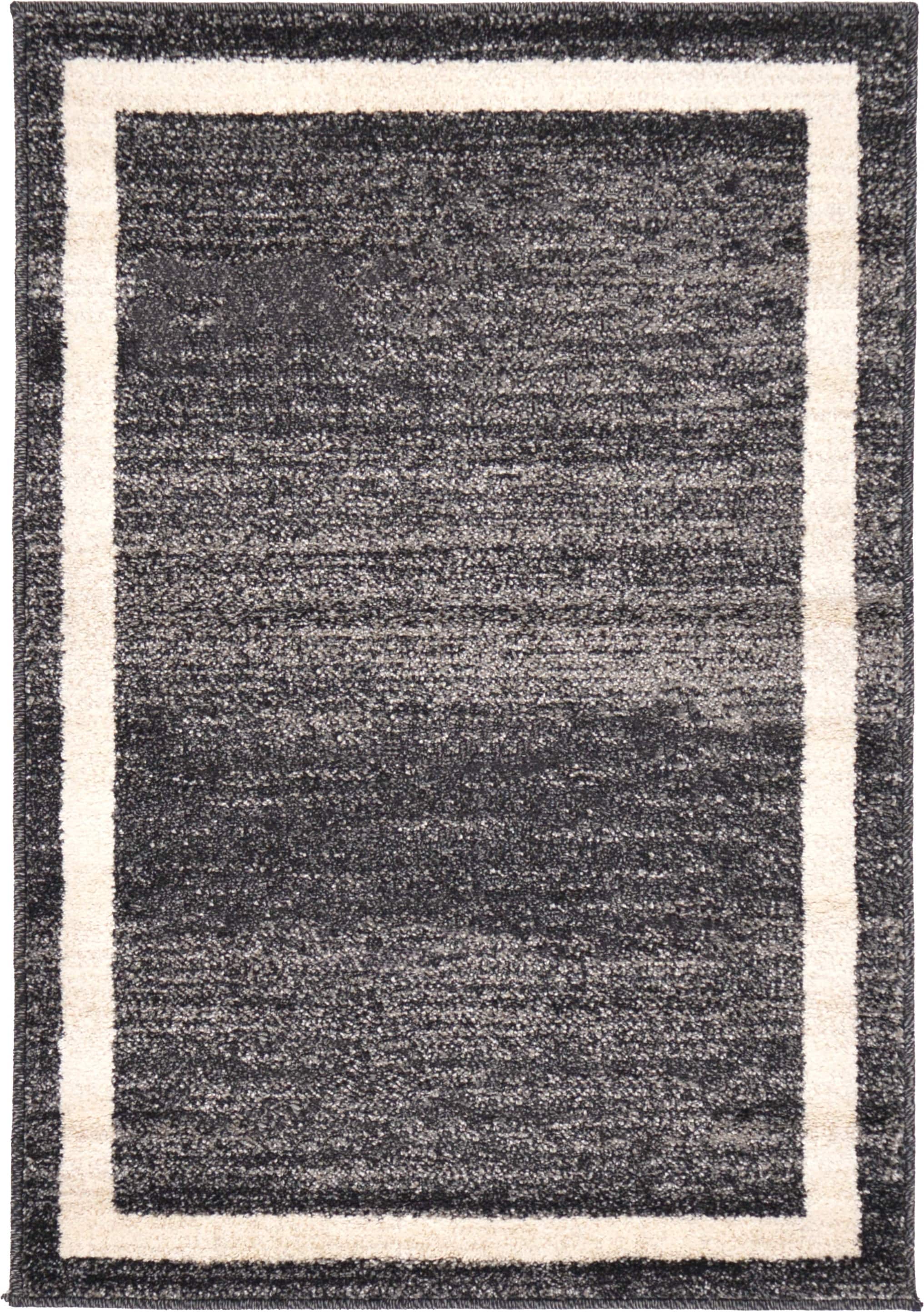 Unique Loom 3127331 Maria Del Mar 2 x 3 (ft) Loomed Polypropylene Black/Ivory Rectangular Indoor Border Industrial Area rug