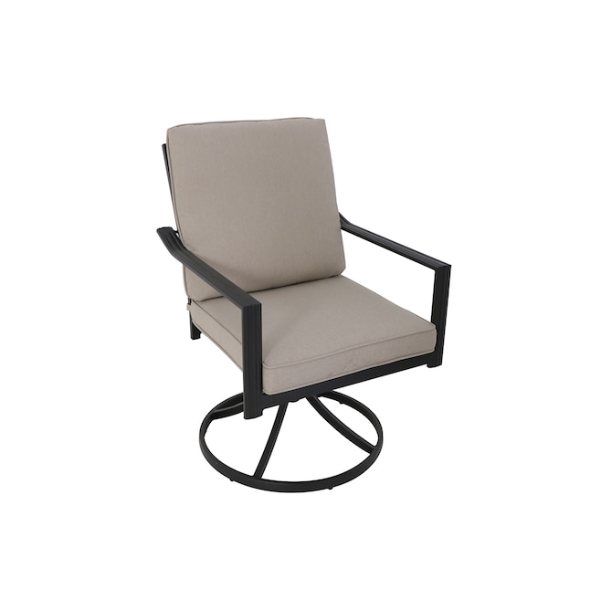 Style Selections Glenn Hill Set Of 2 Brown Metal Frame Swivel Dining Chair S With Tan Cushioned Seat In The Patio Chairs Department At Com - Patio Swivel Chairs Brown Metal