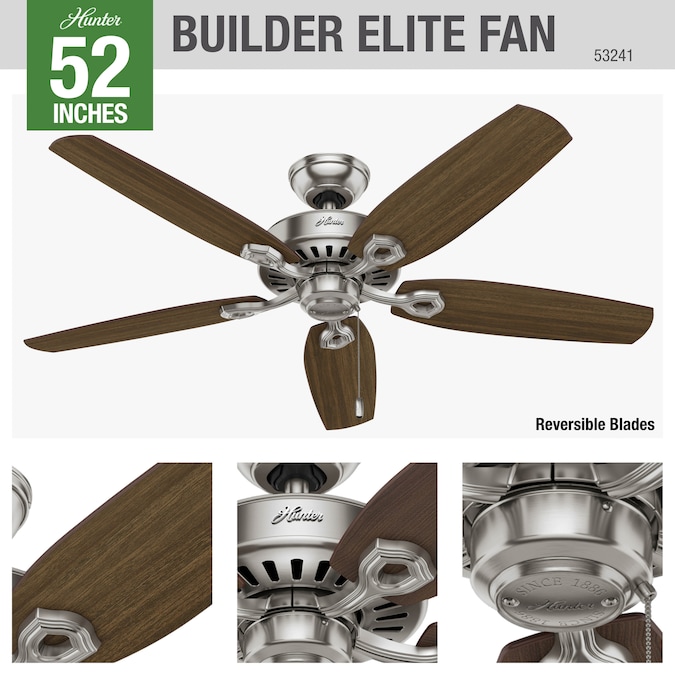 Hunter Builder Elite 52 In Brushed, Menards Flush Mount Ceiling Fans