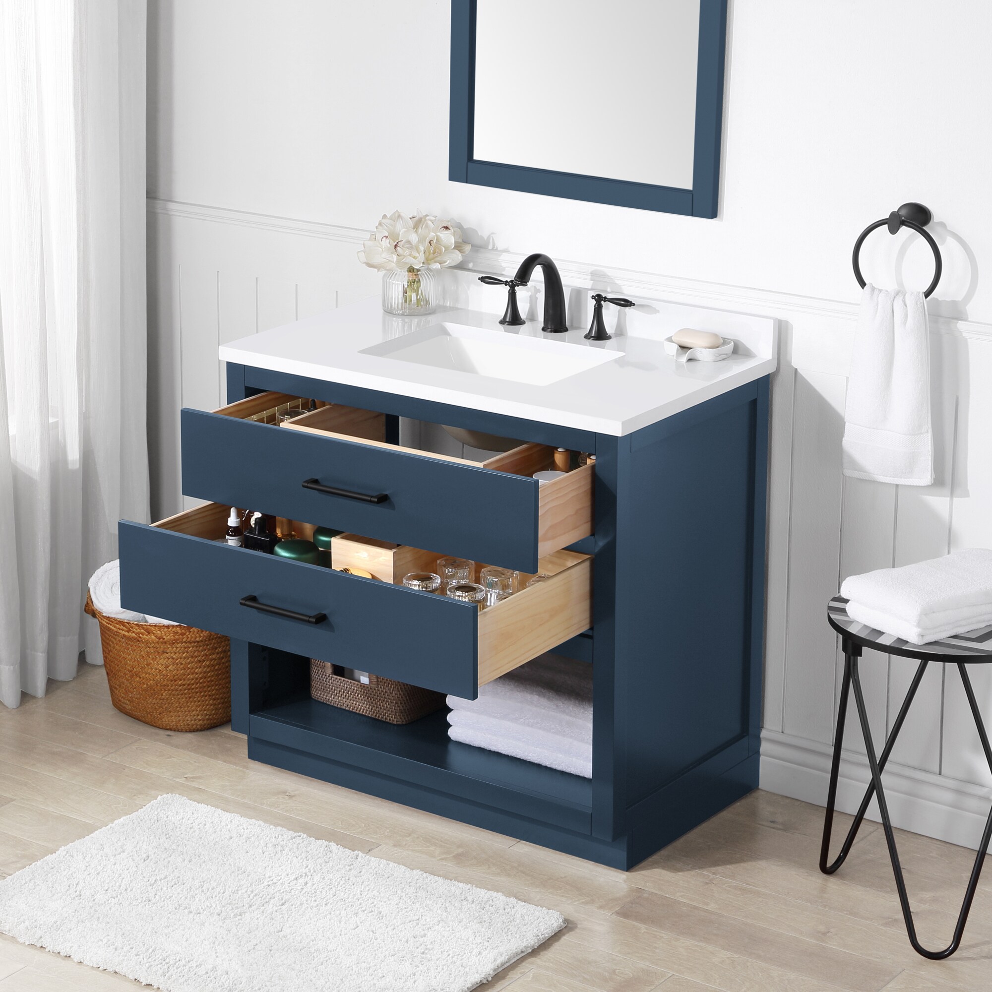 OVE Decors Rider 36-in Grayish Blue Undermount Single Sink Bathroom ...