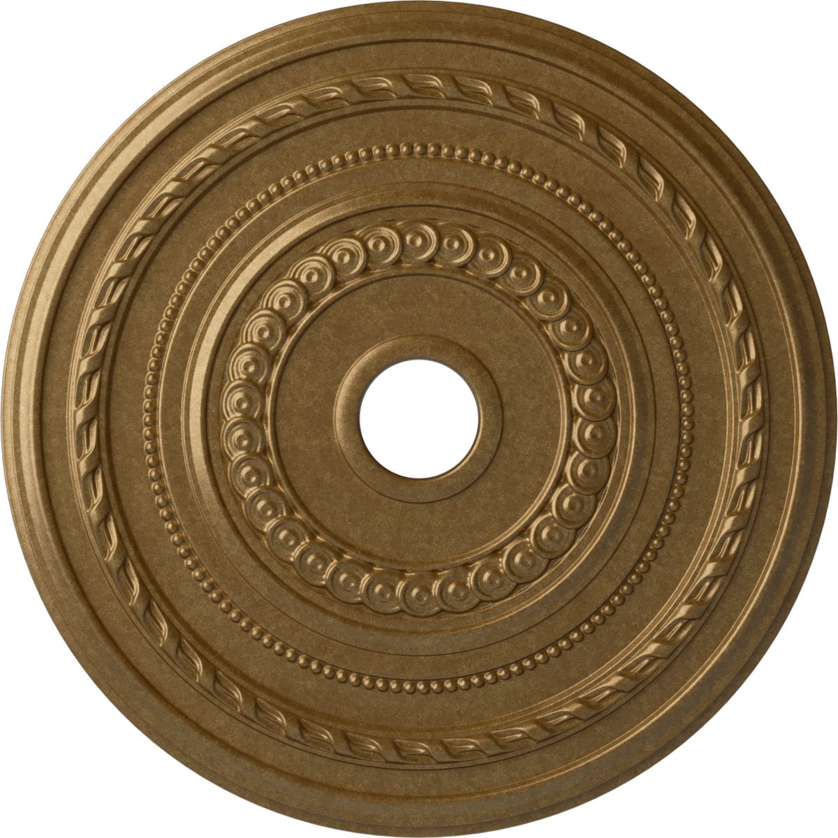 Ekena Millwork CM25COPAS Cole 25.375-in W x 25.375-in L Painted Pale Gold Polyurethane Whole Ceiling Medallion