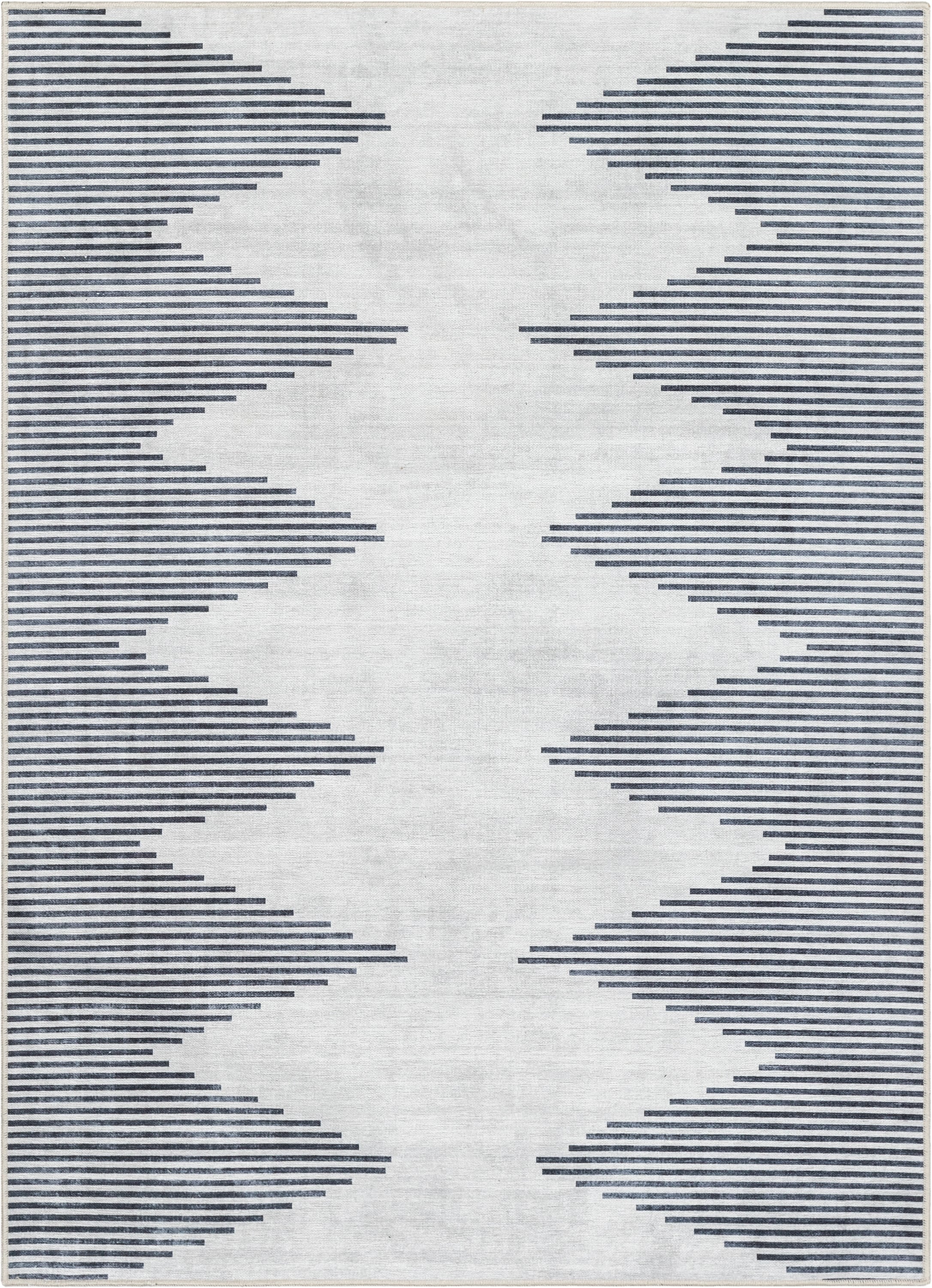 Ivory and Gray Synthetic Flat Woven Washable Area Rug, 8' x 10'