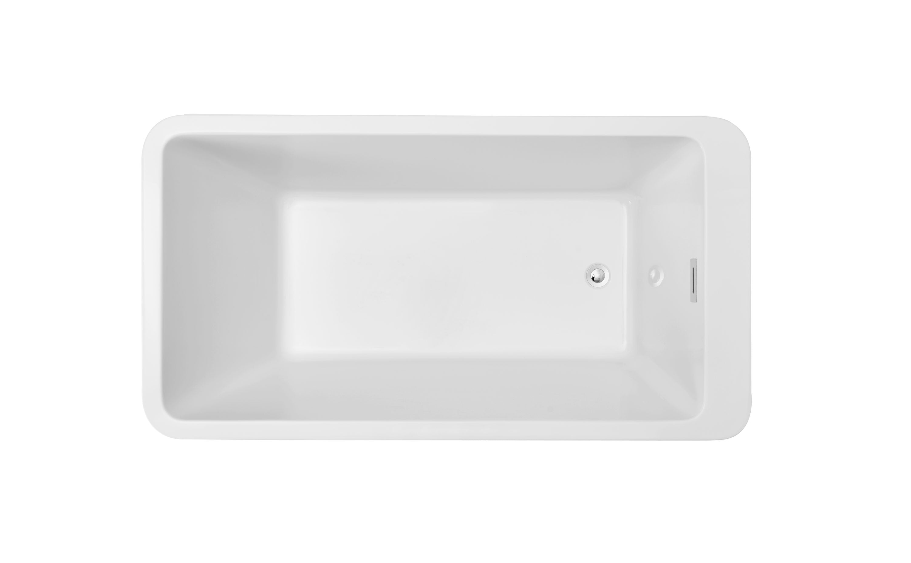 60" White Acrylic Freestanding Soaking Bathtub with Chrome Drain