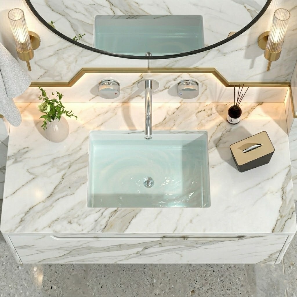 MYRYY - 19.5-in x 14-in Rectangular Undermount Bathroom Sink with Overflow