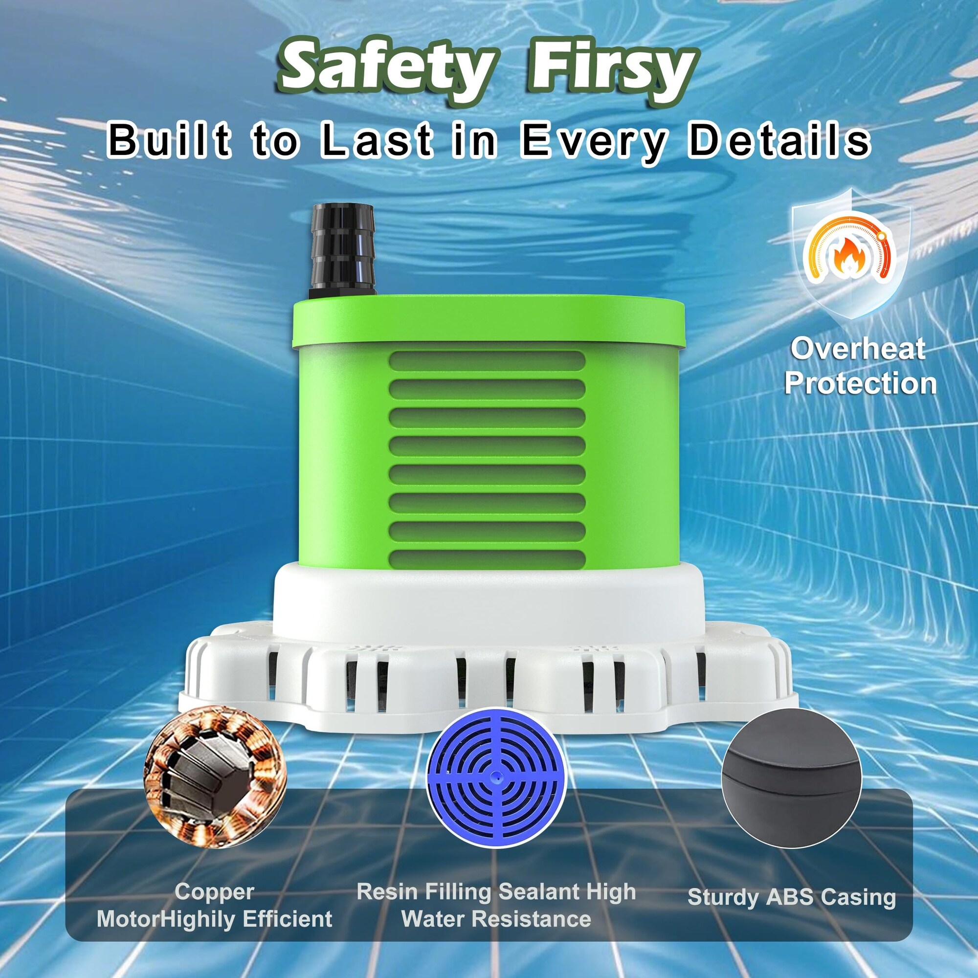 AKSCYZM Pool Cover Pump Above Ground 850 GPH Submersible Water Pump ...