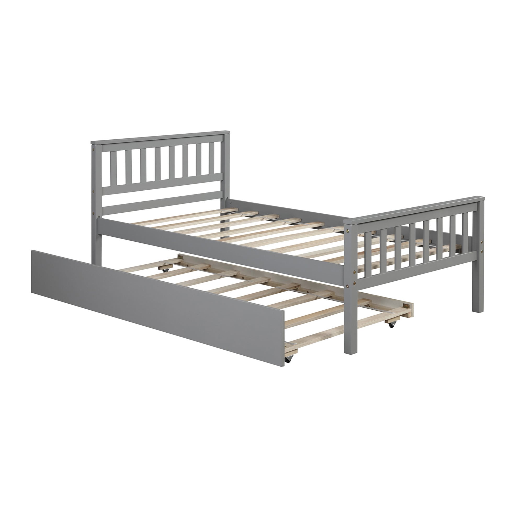 SINOFURN SYD580008DG Twin Gray Wood Bed Frame with Headboard