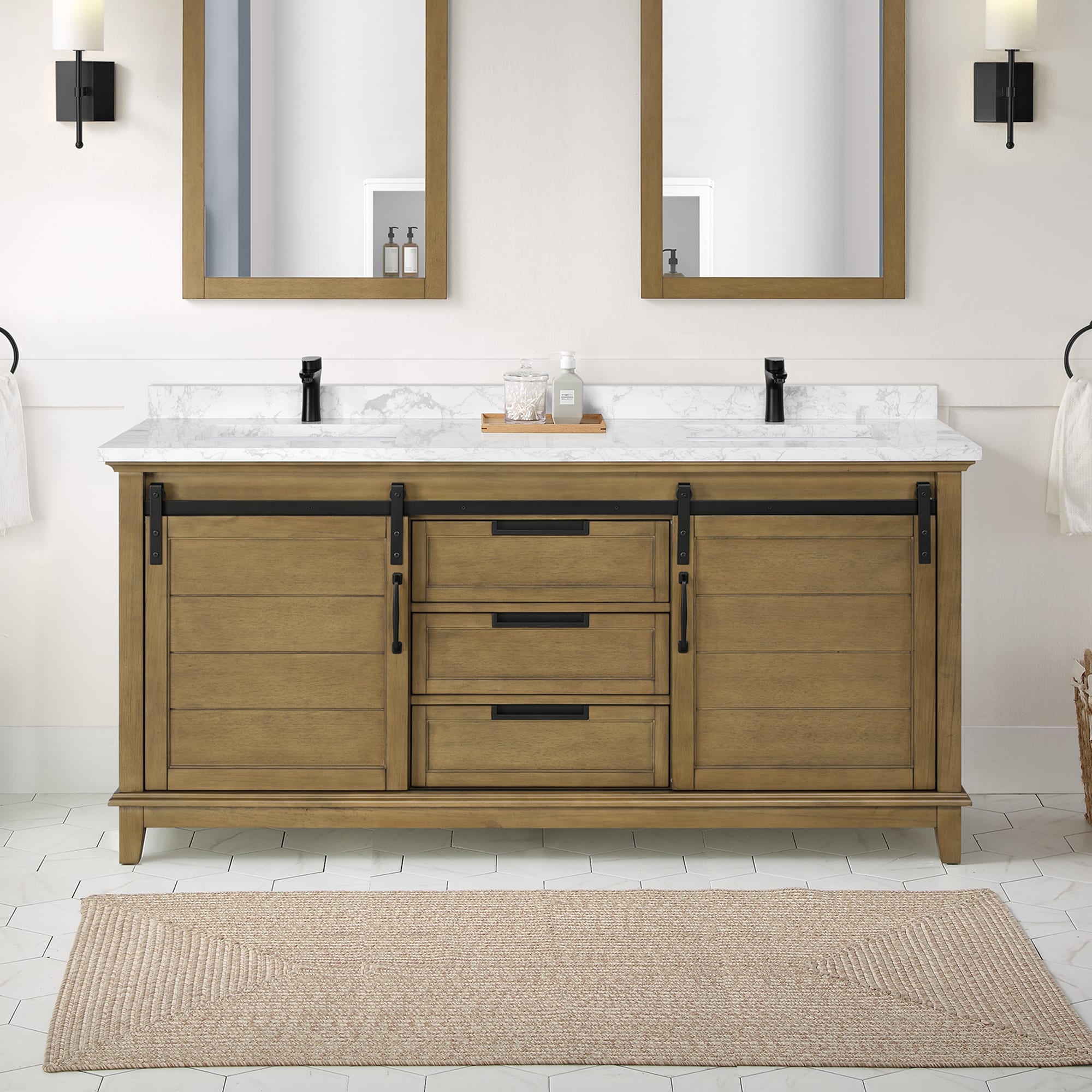 Ove Decors Tahoe VII 60 W x 21 D Freestanding Bathroom Vanity with Double  Sink, Rustic Ash 