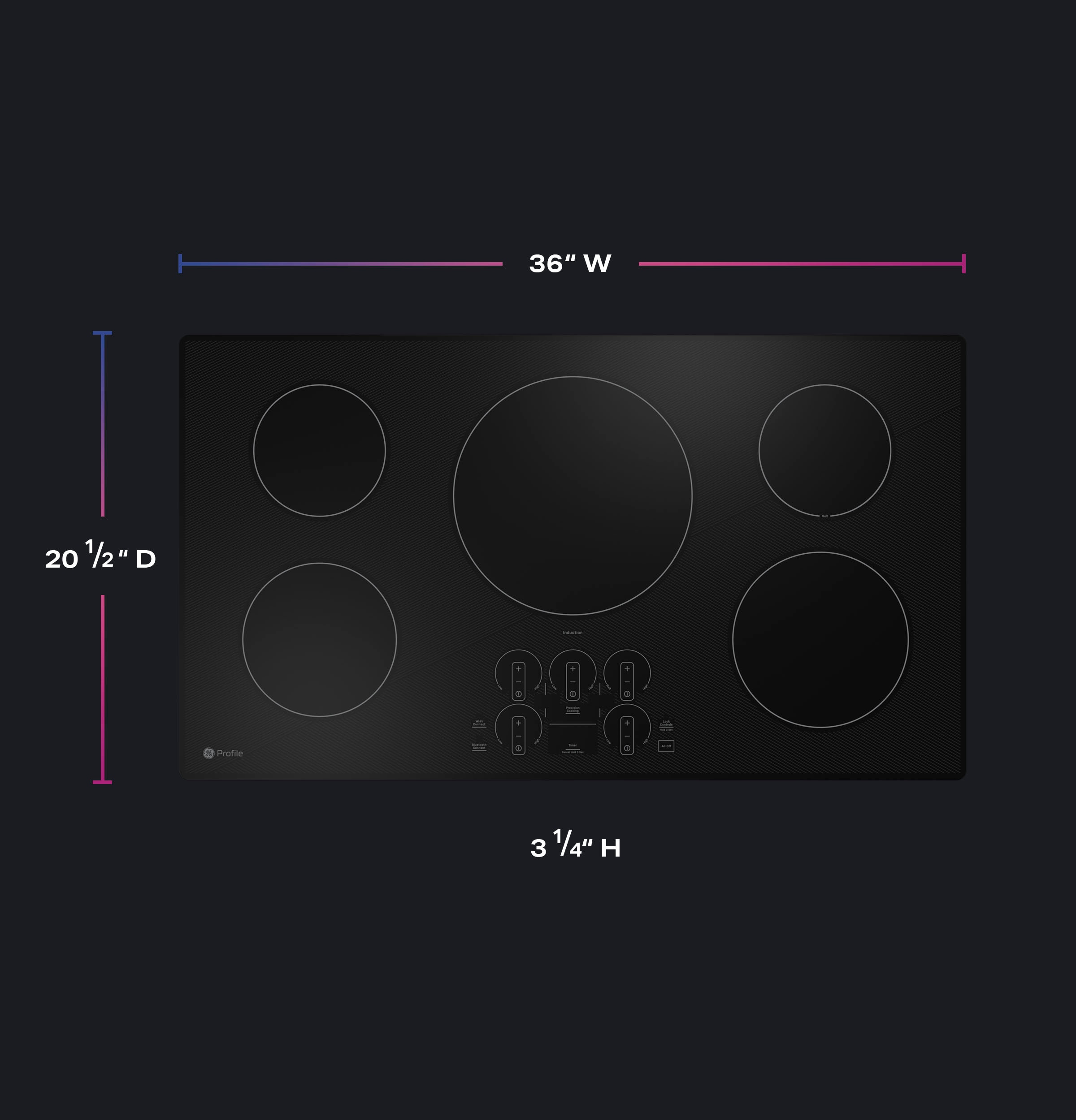 GE Profile 36-in 5 Burners Black Smart Induction Cooktop in the Induction  Cooktops department at