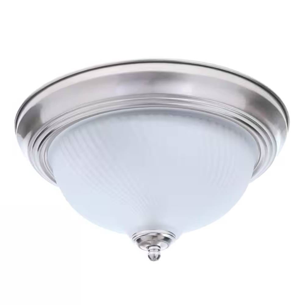 Slickblue Classic Frosted Glass Ceiling Light (11 W in) 2 Light Oil Rubbed Nickel/Bronze Flush Mount Light for Living Room Bedroom Hallway