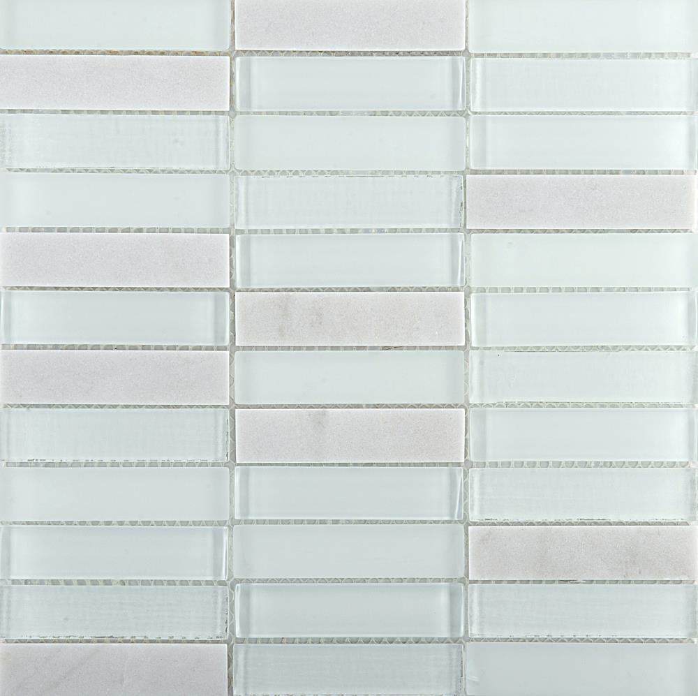 Emser W89ILLUFL1212MOB Illumina 11-Pack Flare Stone and Glass Border Tile (12-in x 12-in)