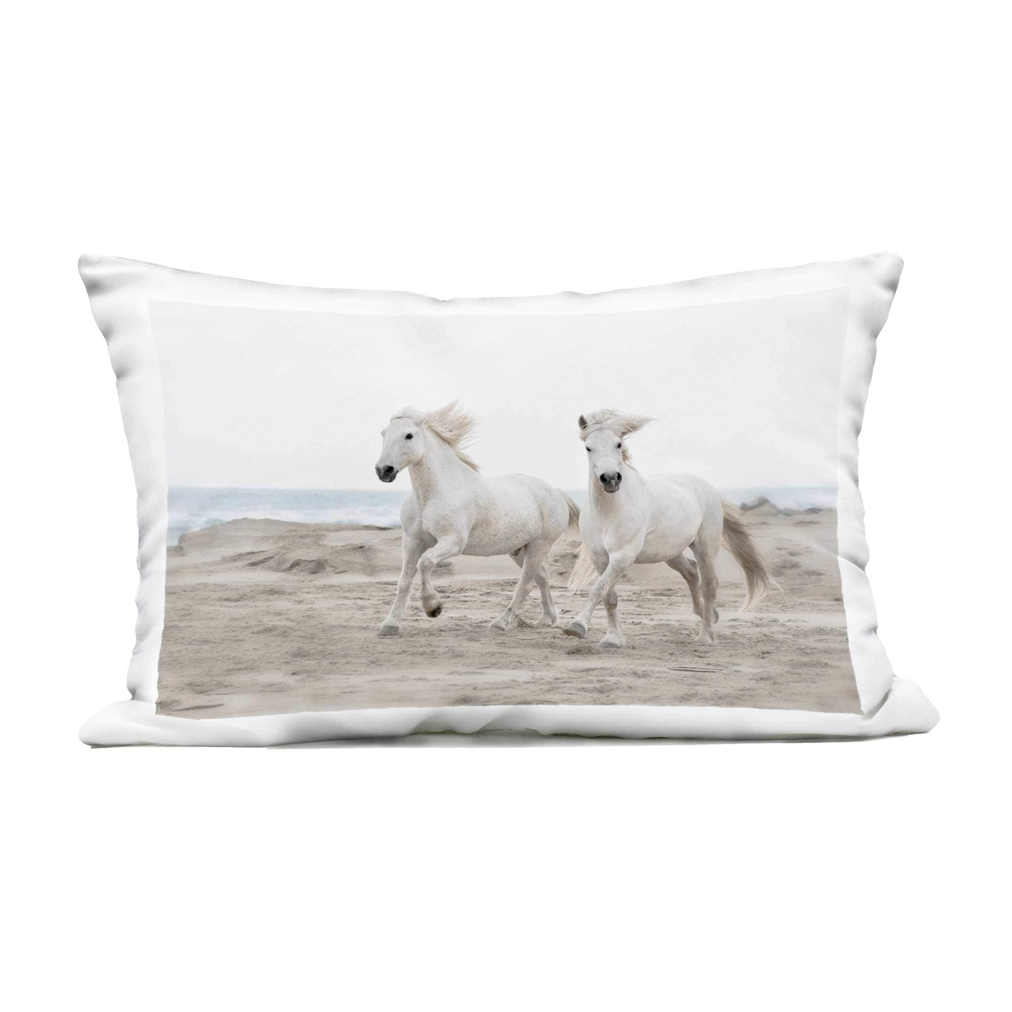 Stupell Industries PLR-066-ORC-14X20 Beach Running Horses Outdoor Printed Pillow design by Danita Delimont 14 x 20