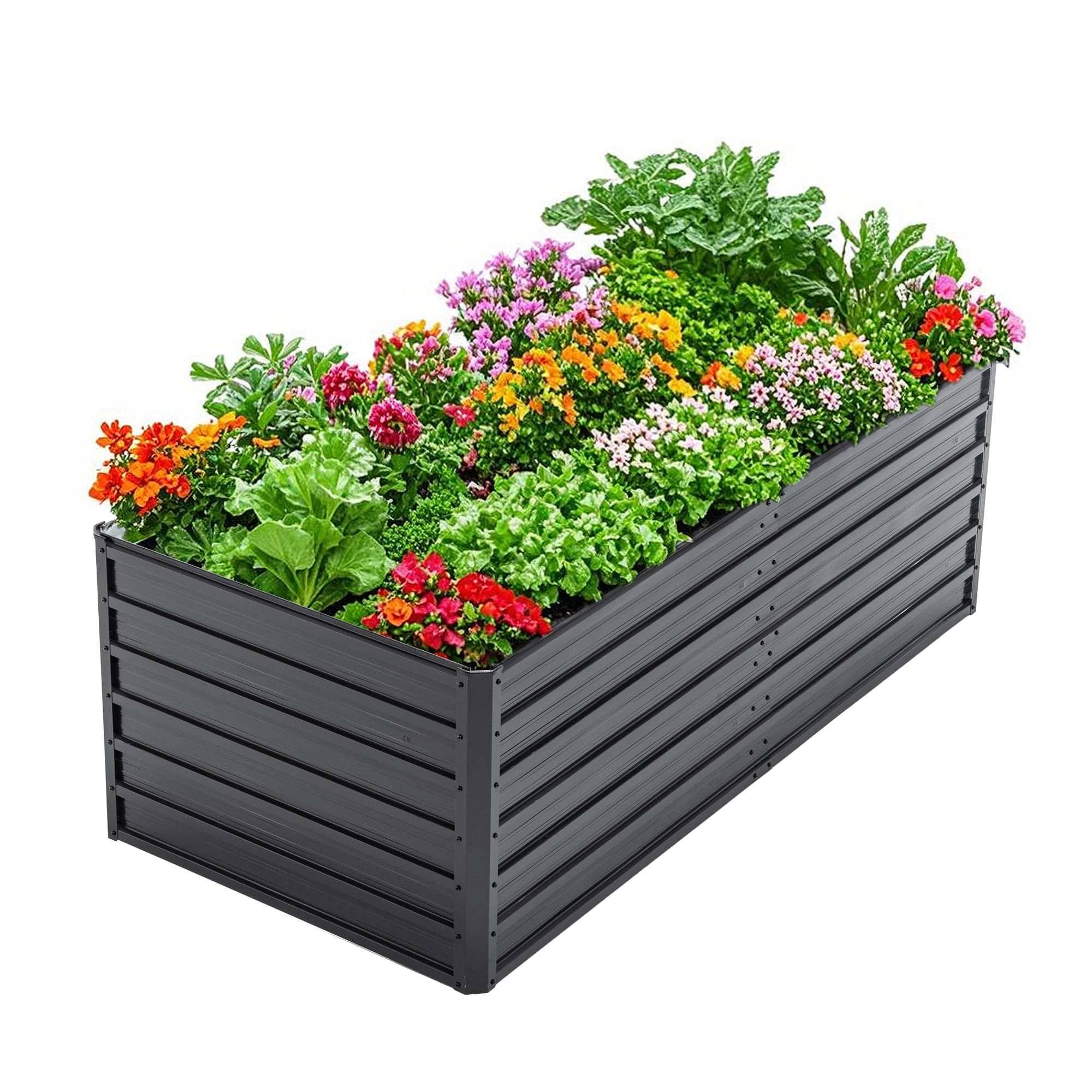 KTMBDW Raised Garden Bed Outdoor (6x3x2 FT ) -Metal Galvanized Rustproof Planter Boxes for for Vegetable Flower and Fruit -Black