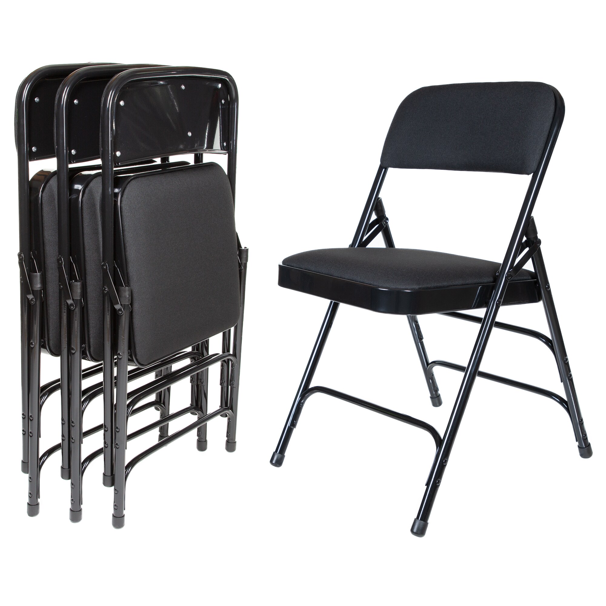 Hampden Furnishings 4-Pack Black Standard Folding Chair with Padded ...