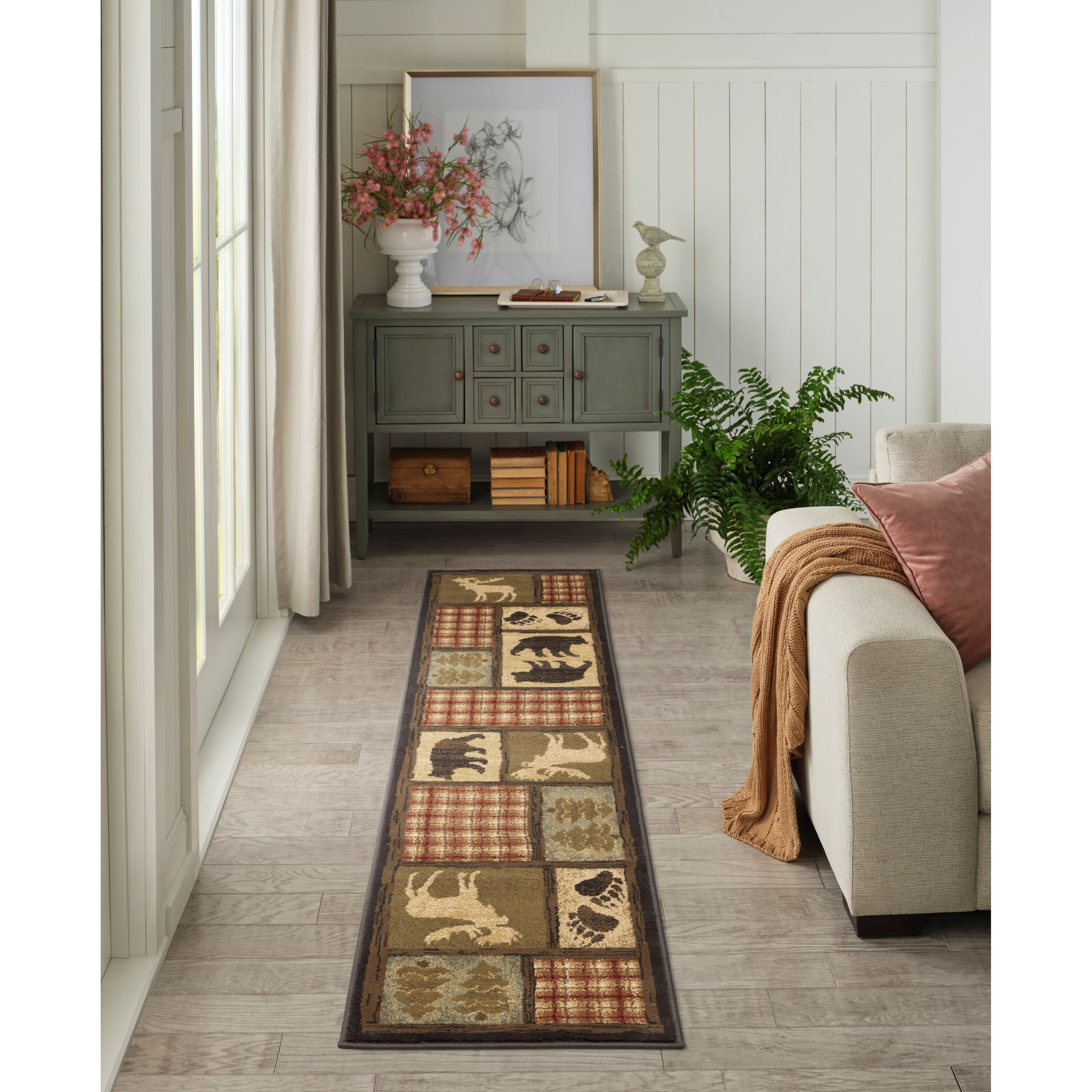 allen + roth L6740A3L Woodland 2 x 8 (ft) Loomed Polypropylene Brown Rectangular Indoor Geometric Lodge Runner rug
