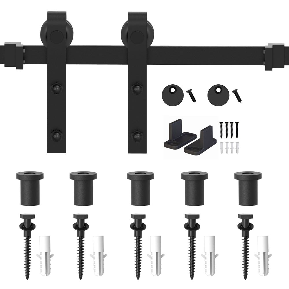WINSOON GCM1911 72-in Matte Matte Black Indoor J-strap Single Barn door hardware kit