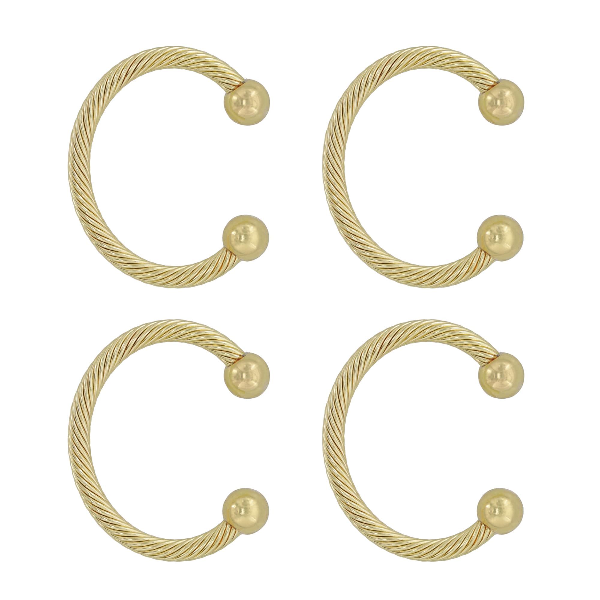 Gold Metal Rope Design Mantle Stocking Holder Set