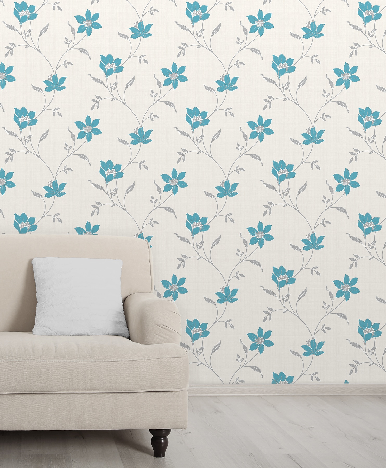 Fine Decor Medley 56.4-sq ft Blue Paper Floral Unpasted Wallpaper at ...