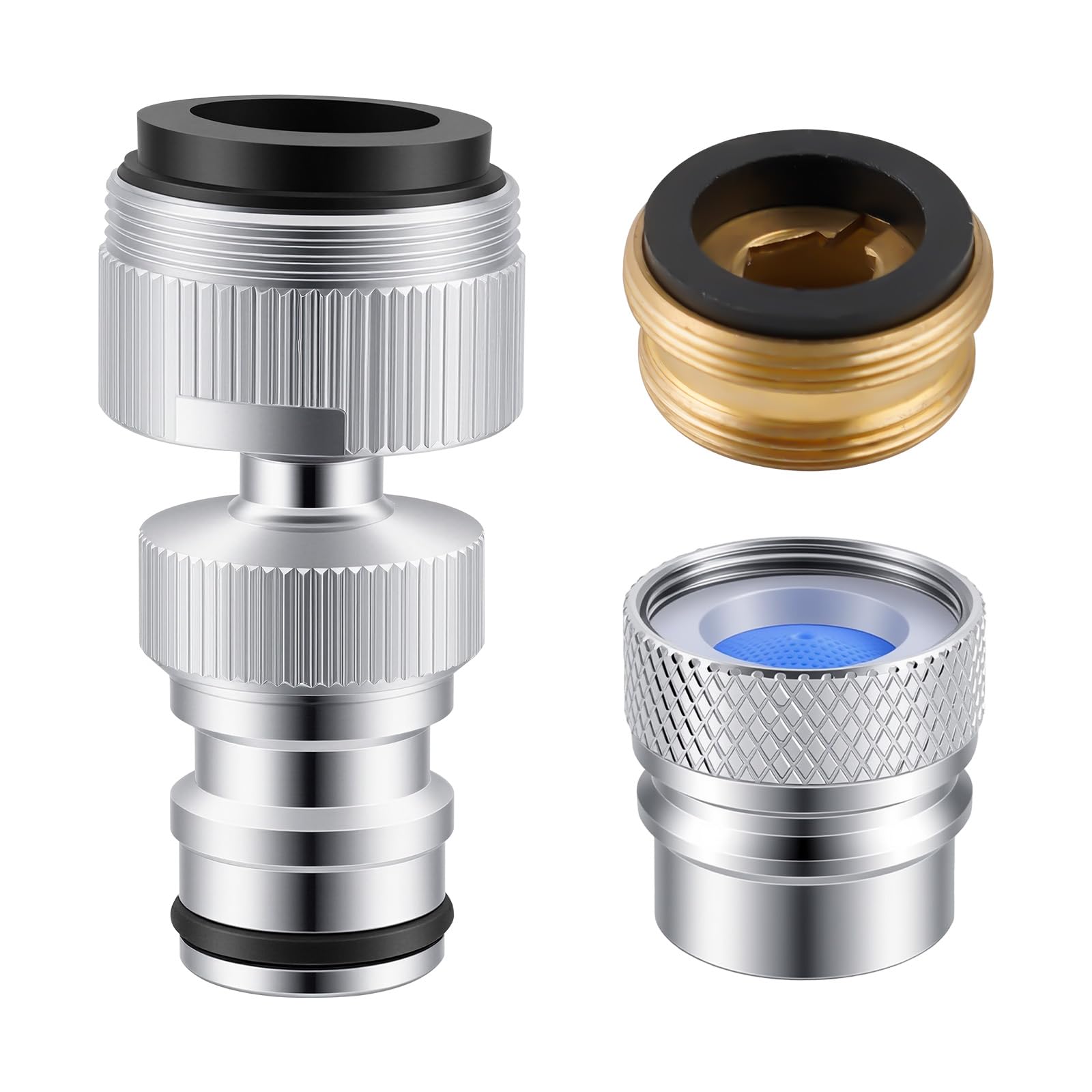 Aoibox  2 Pack Faucet to Dishwasher Snap On Adapter Quick Connect with Ball Joint Male 15 16 in Female 55 64 in