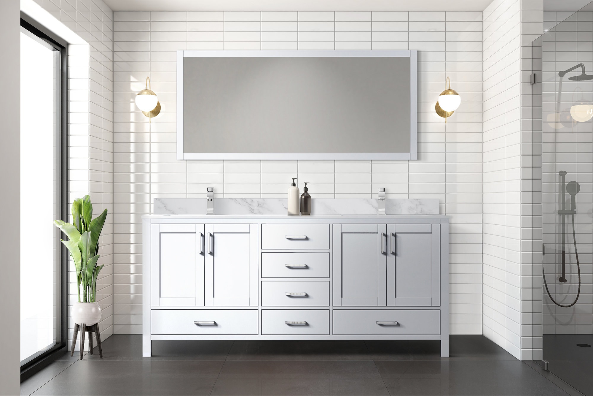 Lexora Jacques 72-in White Undermount Double Sink Bathroom Vanity With 