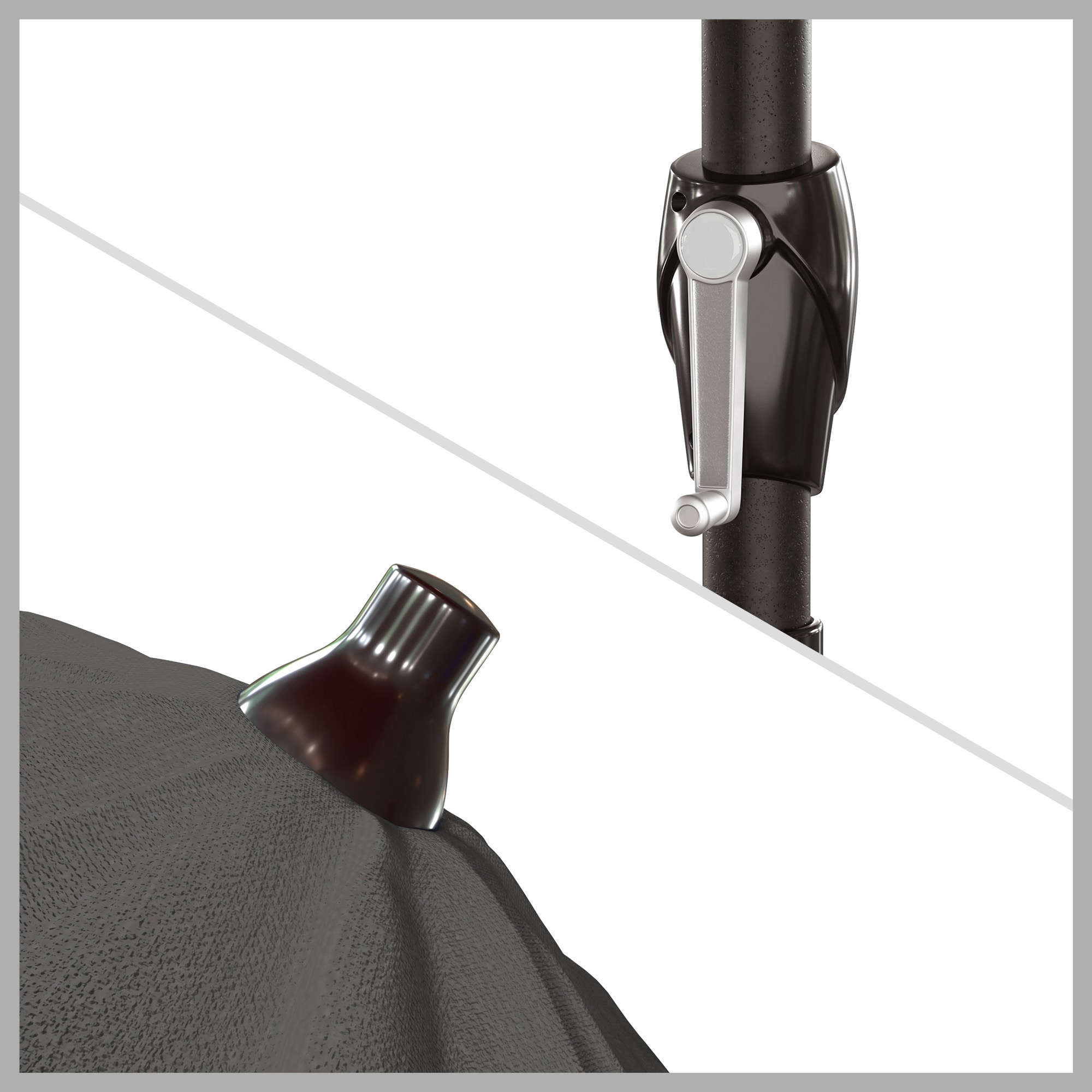 9' Charcoal Olefin Octagonal Patio Umbrella with Bronze Aluminum Pole