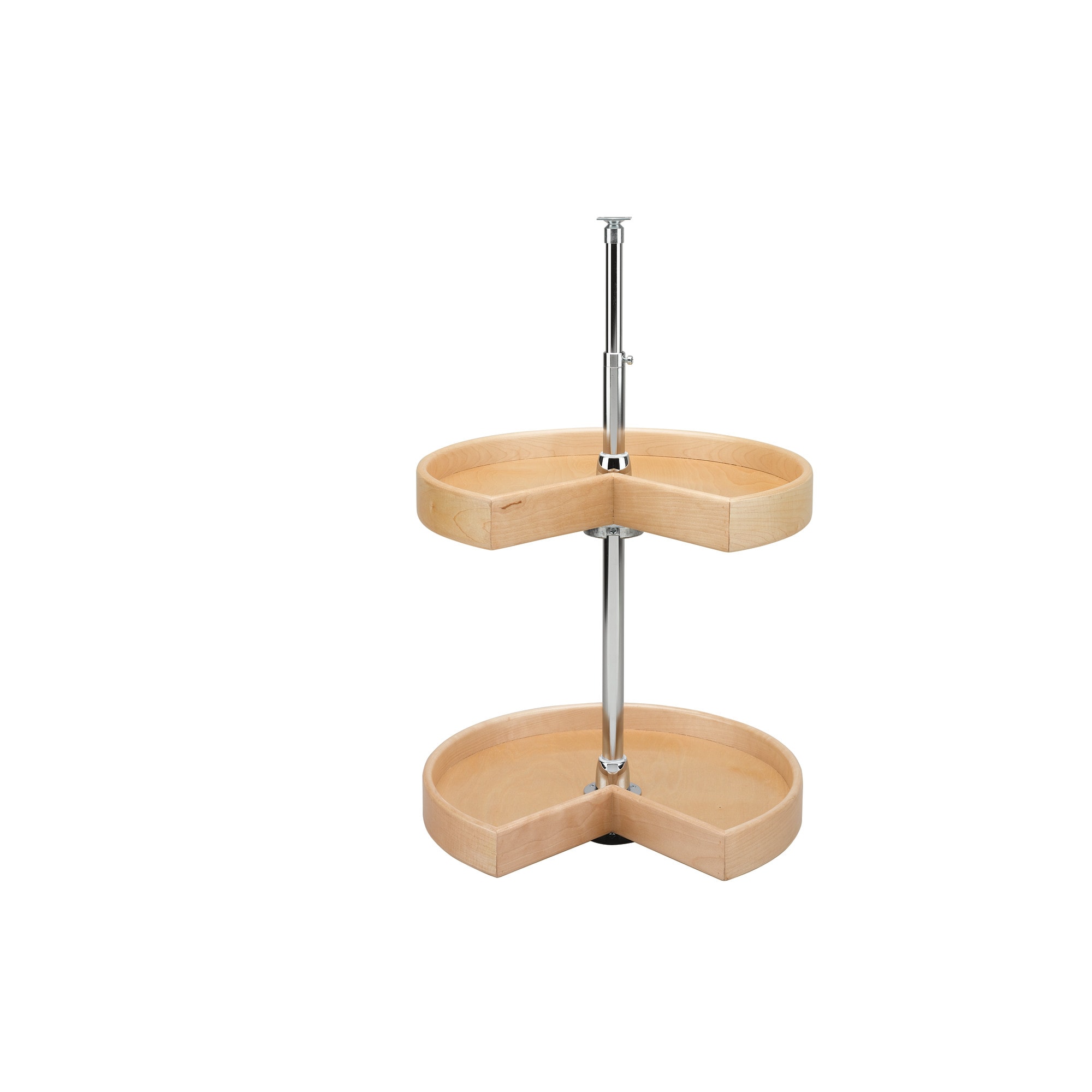 Rev-A-Shelf LD-4NW-472-18-1 2 -Tier Natural Maple Wood Adjustable Height Kidney Cabinet Lazy Susan
