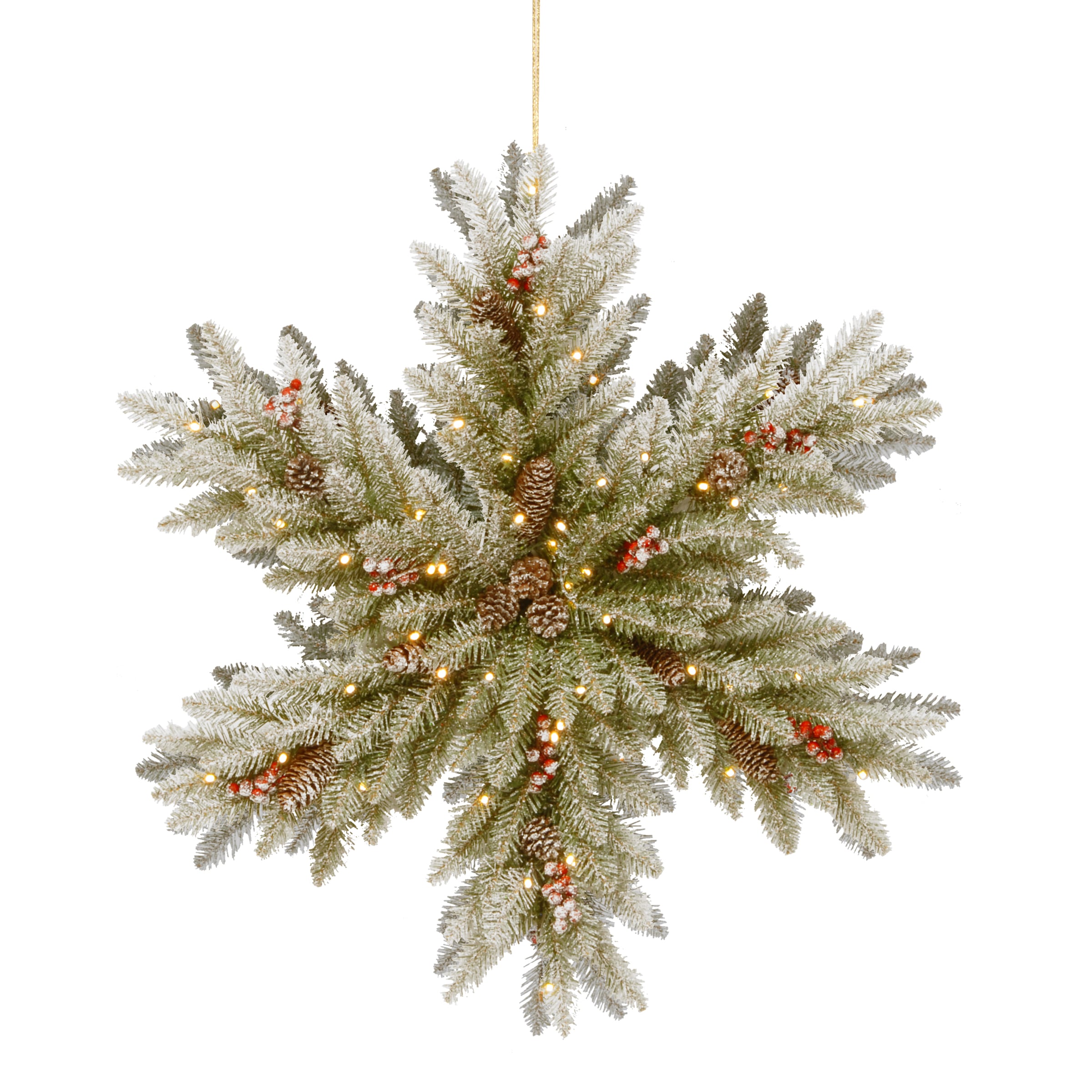 Frosted Winter Elegance 26" Pre-Lit Snowflake with Pine Cones & Berry Decor