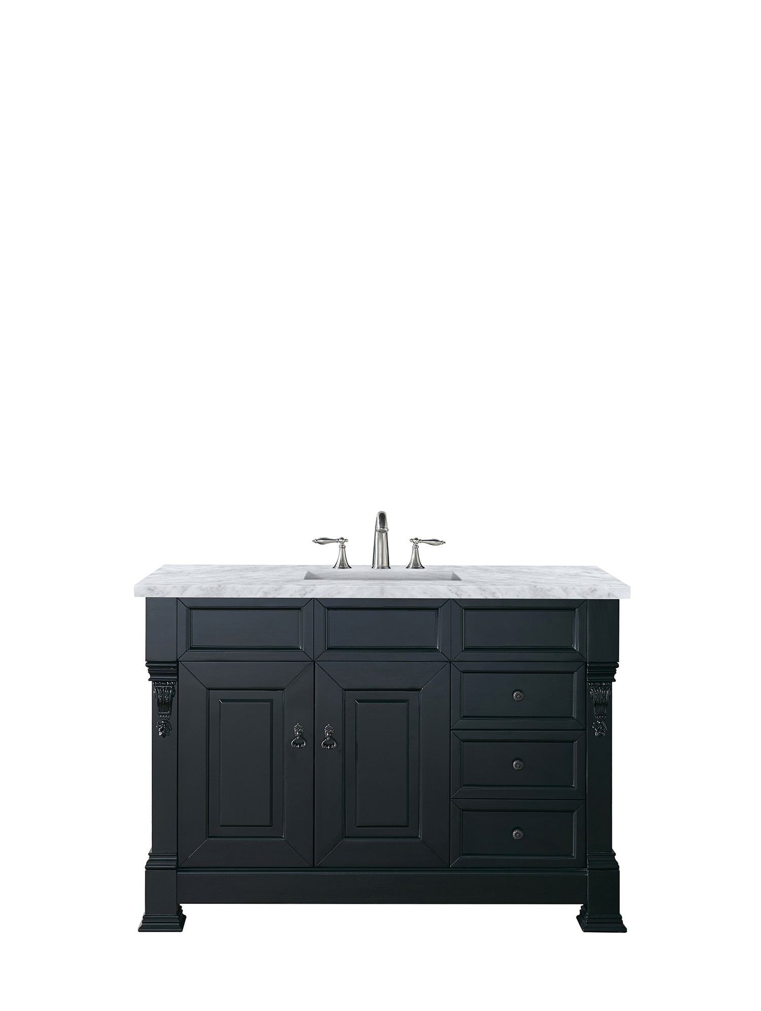 Brookfield 48-in Antique Black Undermount Single Sink Bathroom Vanity with Carrara Marble Top | - James Martin Vanities 147-114-5236-3CAR