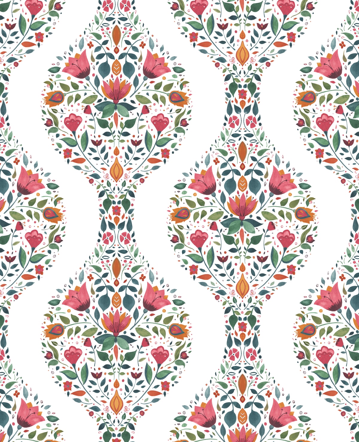 NextWall NW45001 30.75-Sq. Feet Rose Pink and Spruce Vinyl Floral Self-adhesive Peel and Stick Wallpaper