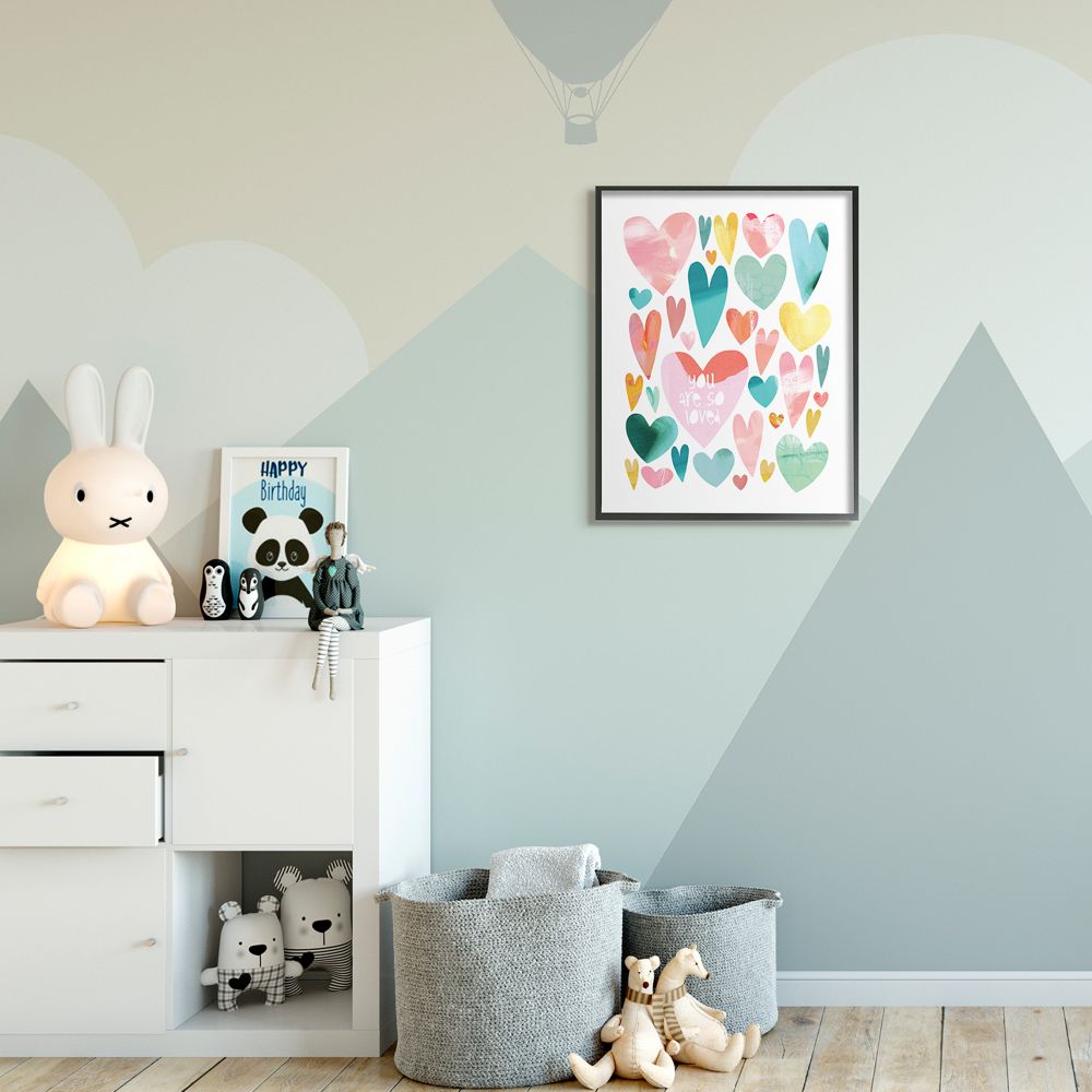Colorful Hearts Motivational Canvas Print for Kids Nursery