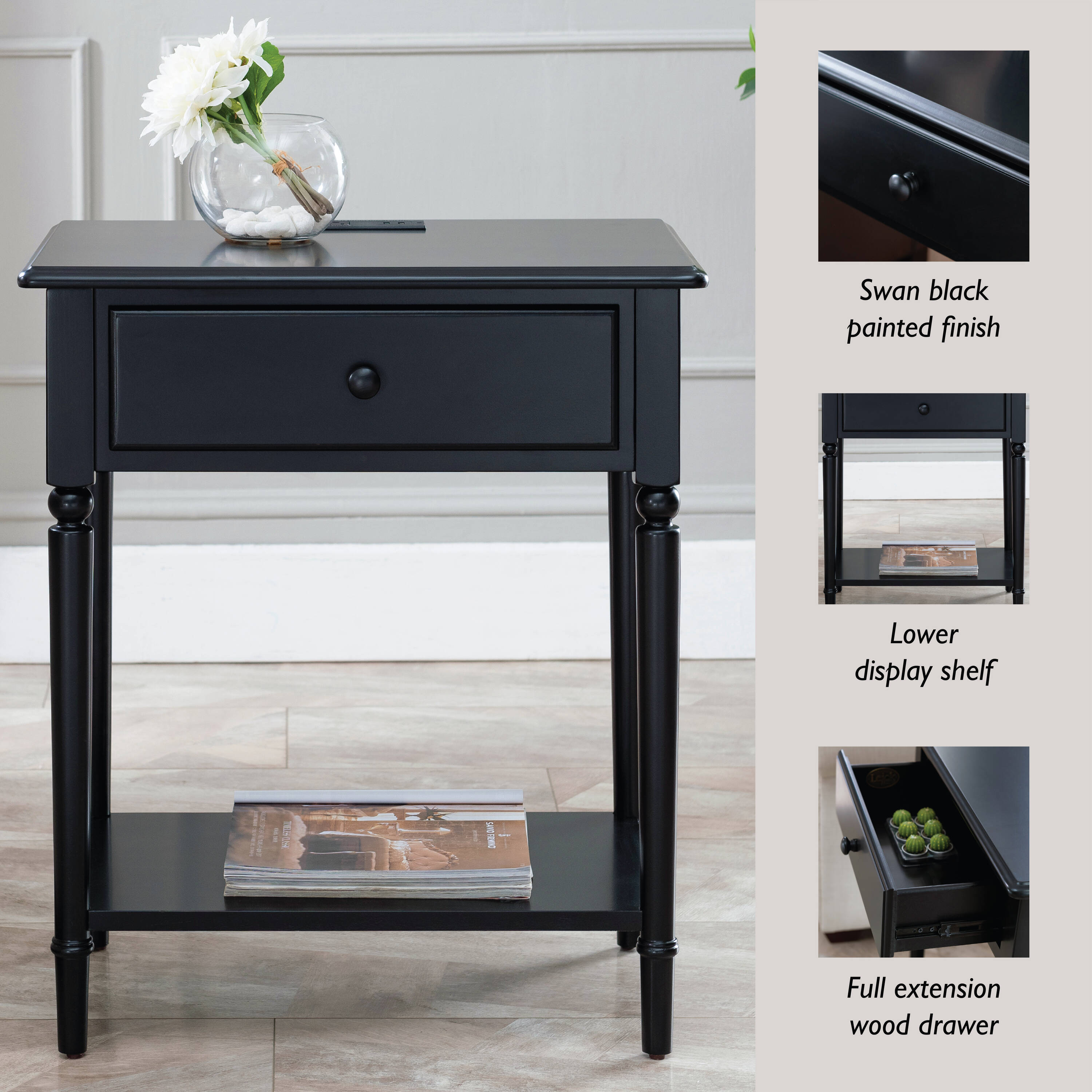 Leick Home 20022-BK nightstands - View #6