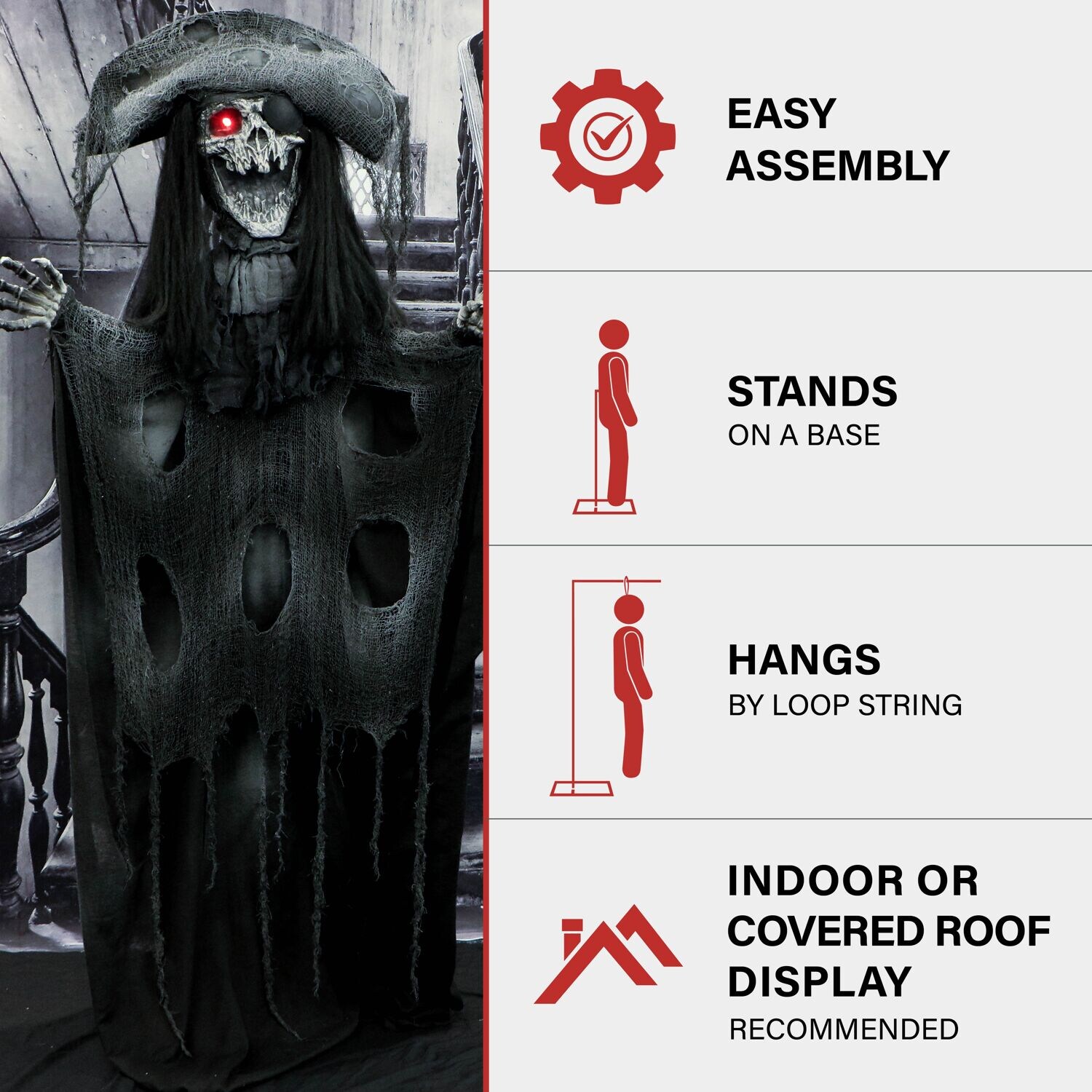 Haunted Hill Farm Shaking Skeleton Pirate with LED Eyes