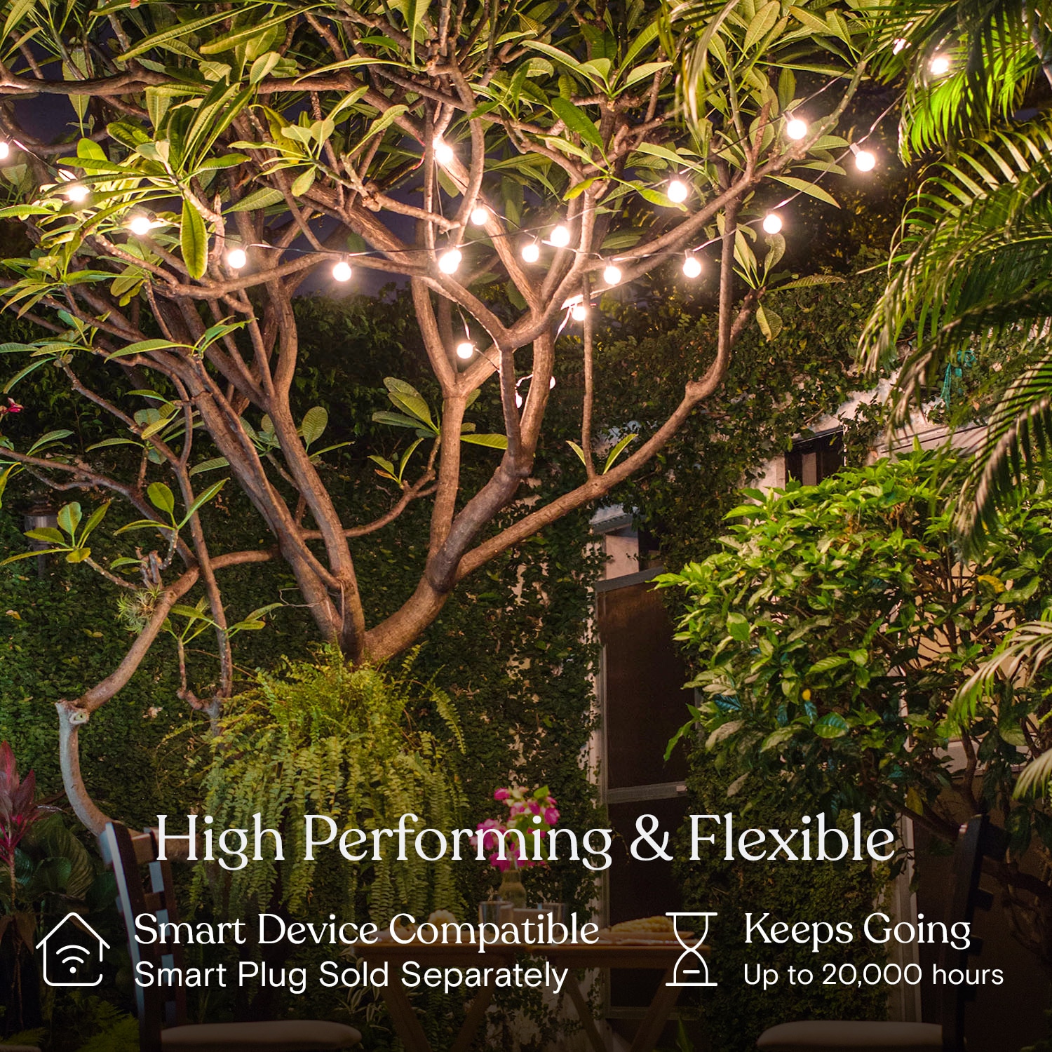 Brightech 26-ft Plug-in White Indoor/Outdoor String Light with 12 LED Globe  Bulbs in the String Lights department at