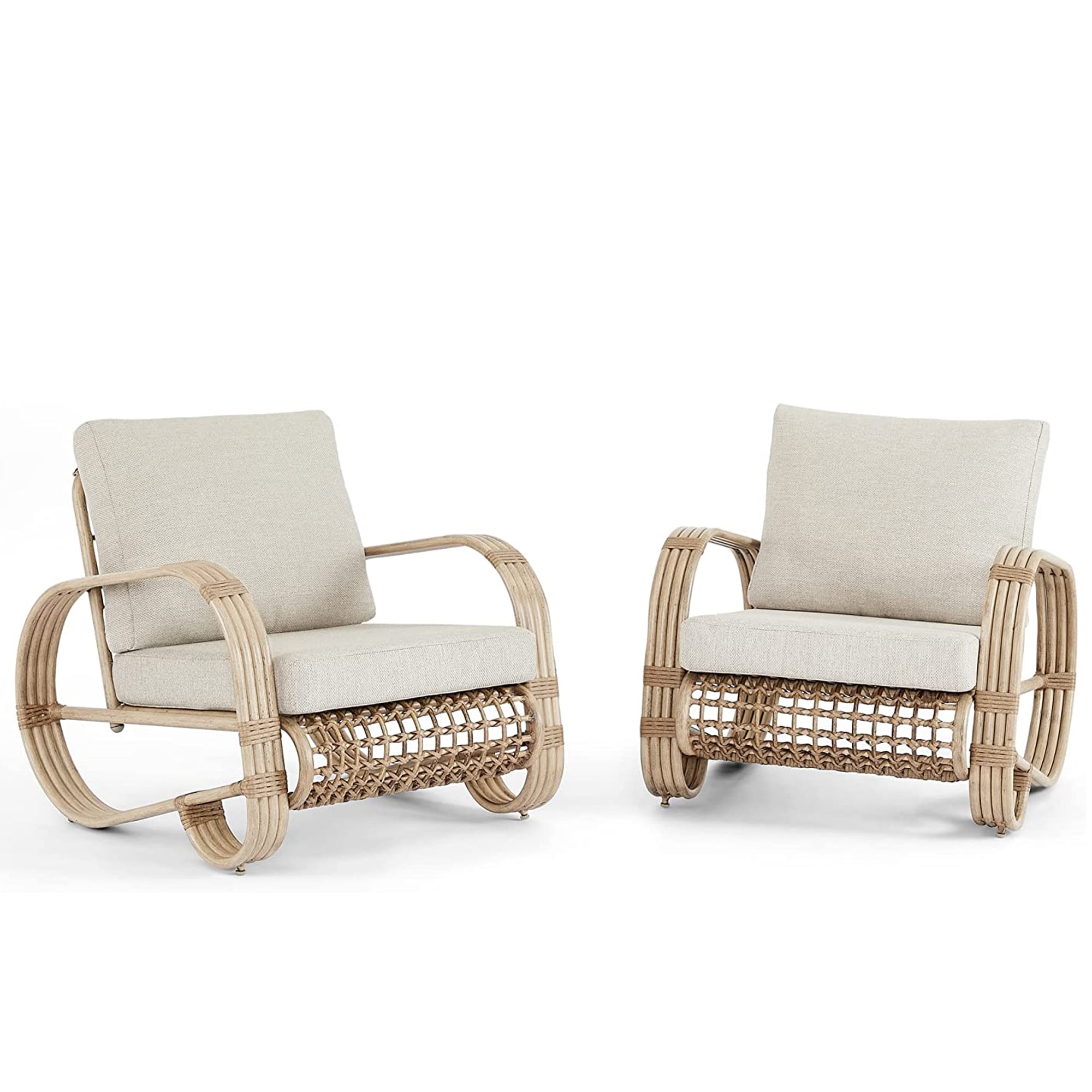 PEAK HOME FURNISHINGS Club Chairs Set of 2 Rattan Nature Aluminum