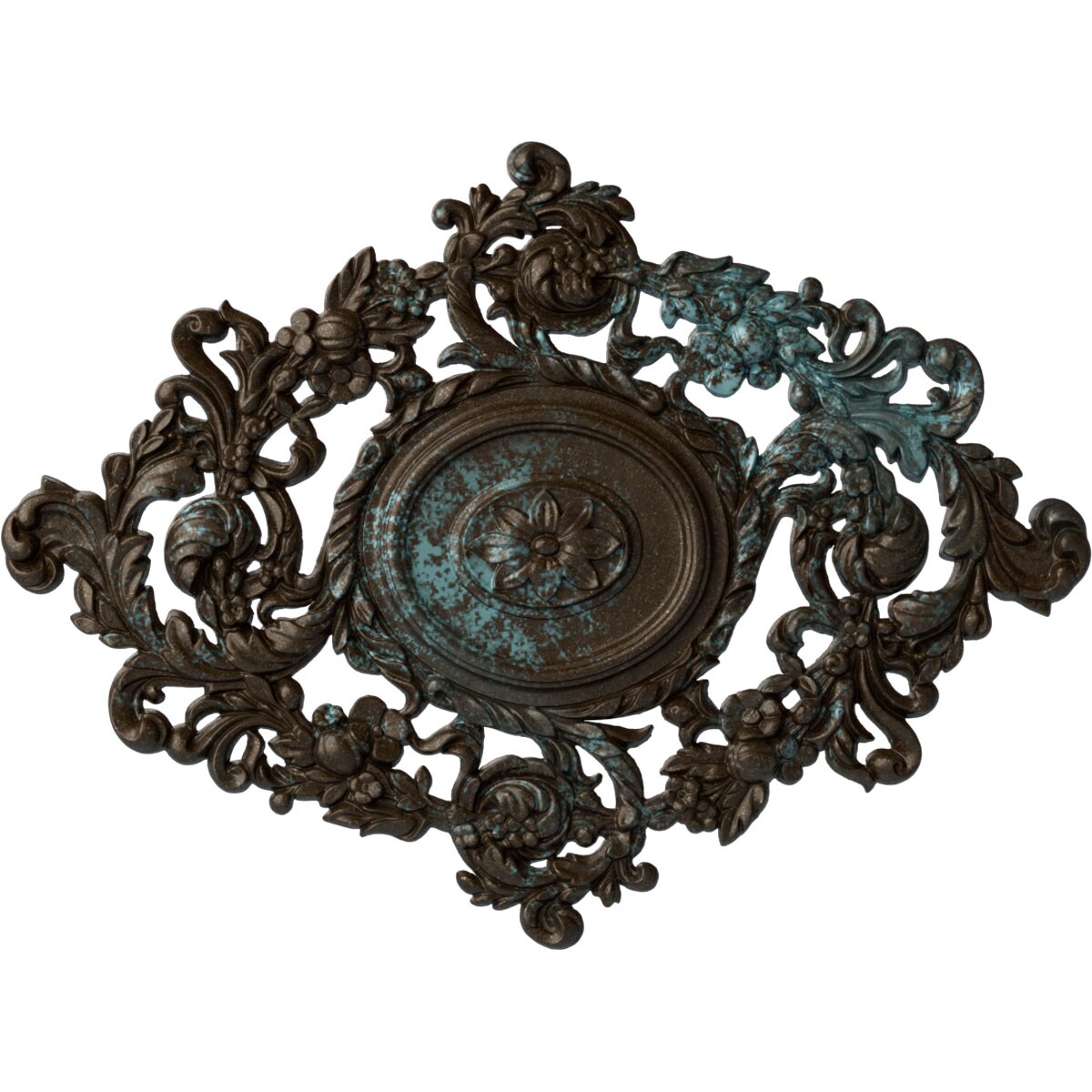 Ekena Millwork CM30KTBBS Katheryn 30.375-in W x 22.5-in L Painted Bronze Blue Patina Polyurethane Whole Ceiling Medallion